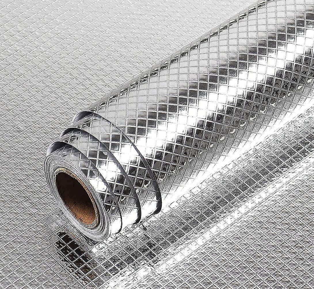 JUGTE Aluminium Foil Stickers Oil Proof Kitchen Wall Paper Waterproof Kitchen Wallpaper Self-Adhesive Wall Sticker Heat Resistant for Walls Cabinets Drawers and Shelves (40 x 200) (B0CJ372QCM) Amazon Price History, Amazon Price Tracker
