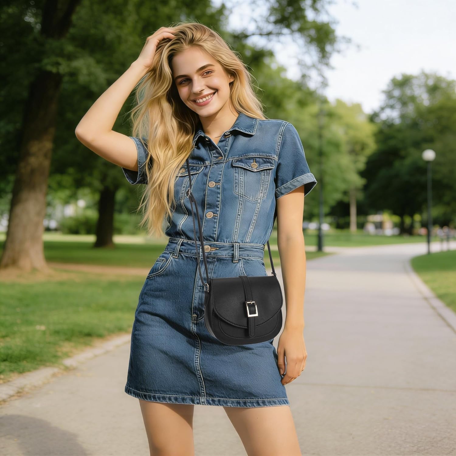 Small Crossbody Bags for Women, Vegan Leather Saddle Purse Everyday Handbag for Work Going Out | Water Resistant, Easy to Clean