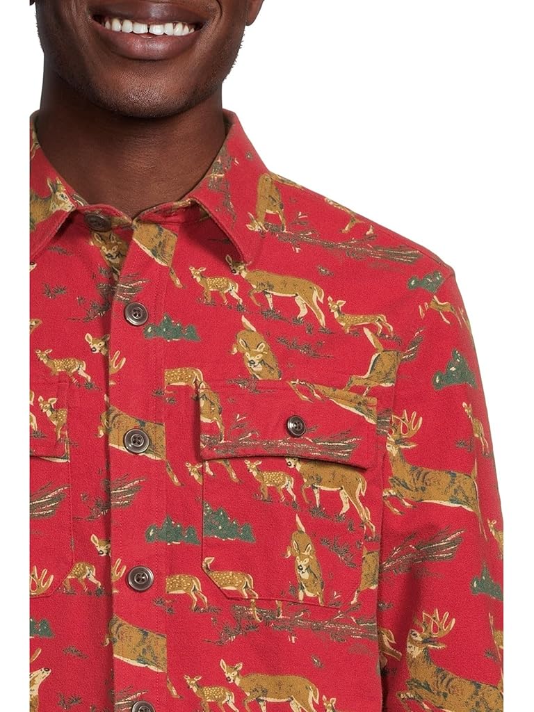 Red L.L.Bean Signature 1933 Chamois Cloth Shirt Long-sleeve Pattern Regular
