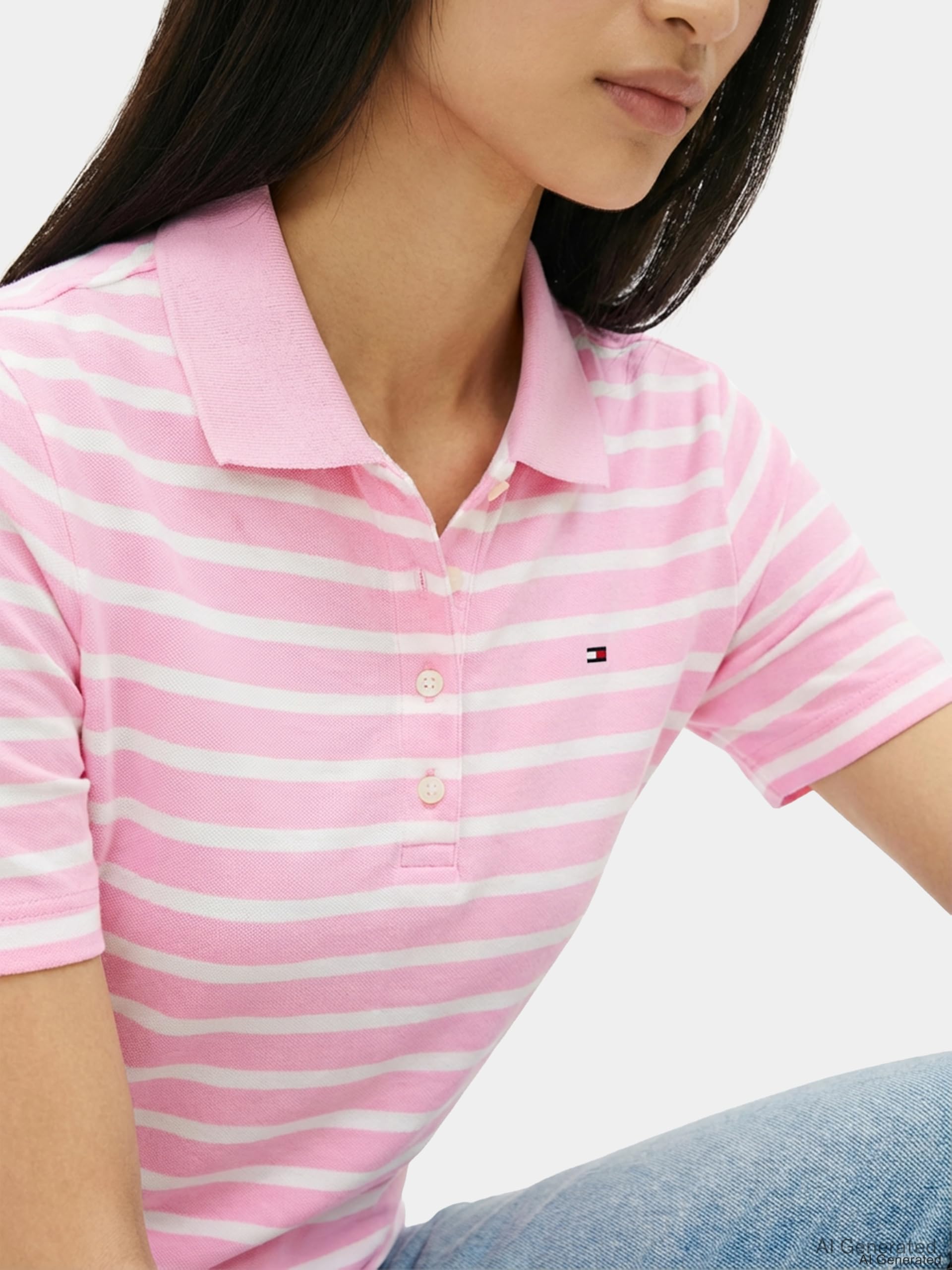 Tommy Hilfiger Damen Poloshirt Kurzarm Pique Regular Fit – Bild 3