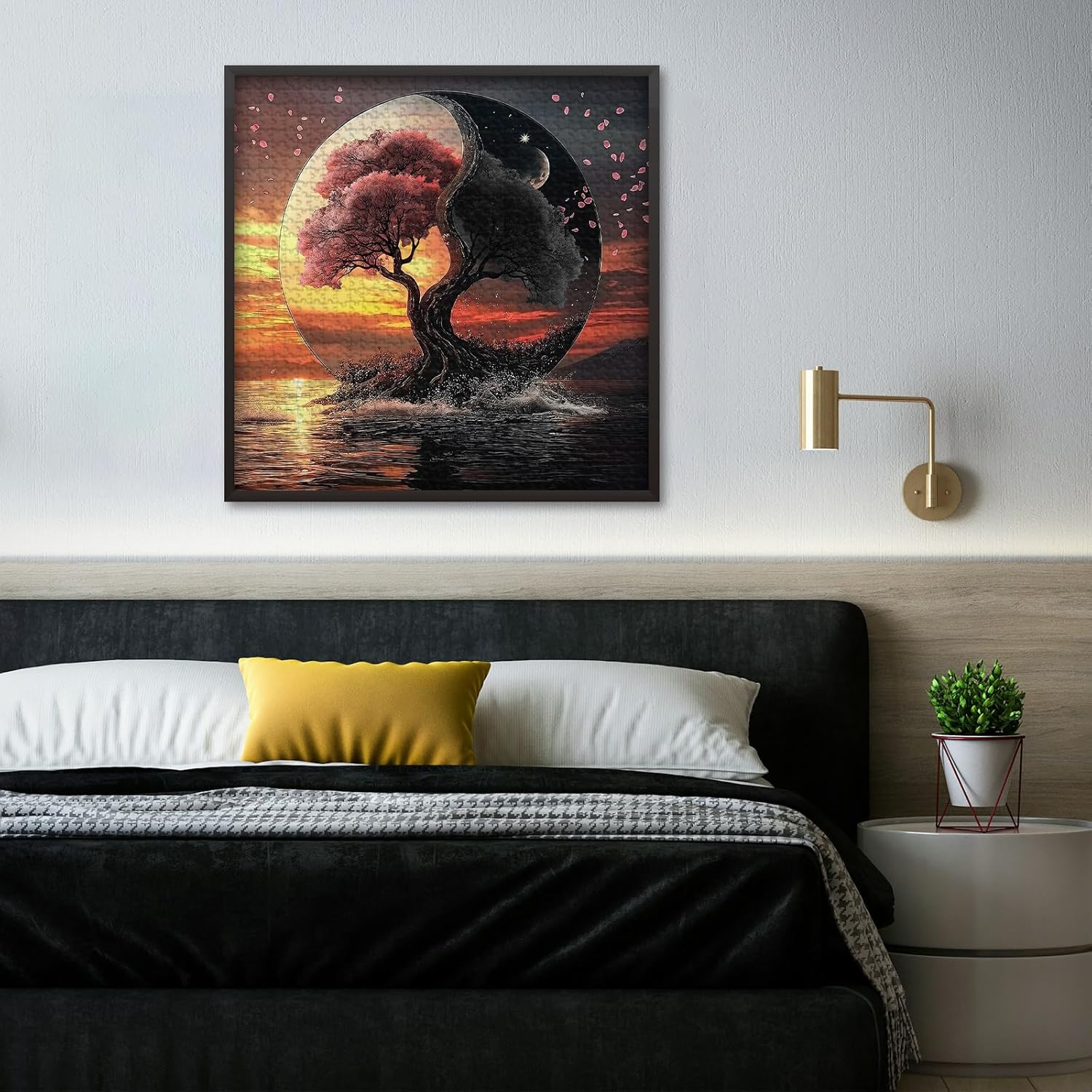 Fantasy Landscape Puzzle for Adults 1000 Pieces, Day and Night Tree Nature Jigsaw Puzzle Challenge, Yin Yang Scenery Puzzles