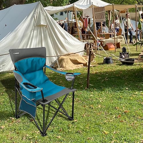 Miniatura 2 de CAMPHILL Sillas de camping portátiles de gran tamaño, sillas plegables para exteriores con bolsillo y portavasos, bolsa de transporte para camping,