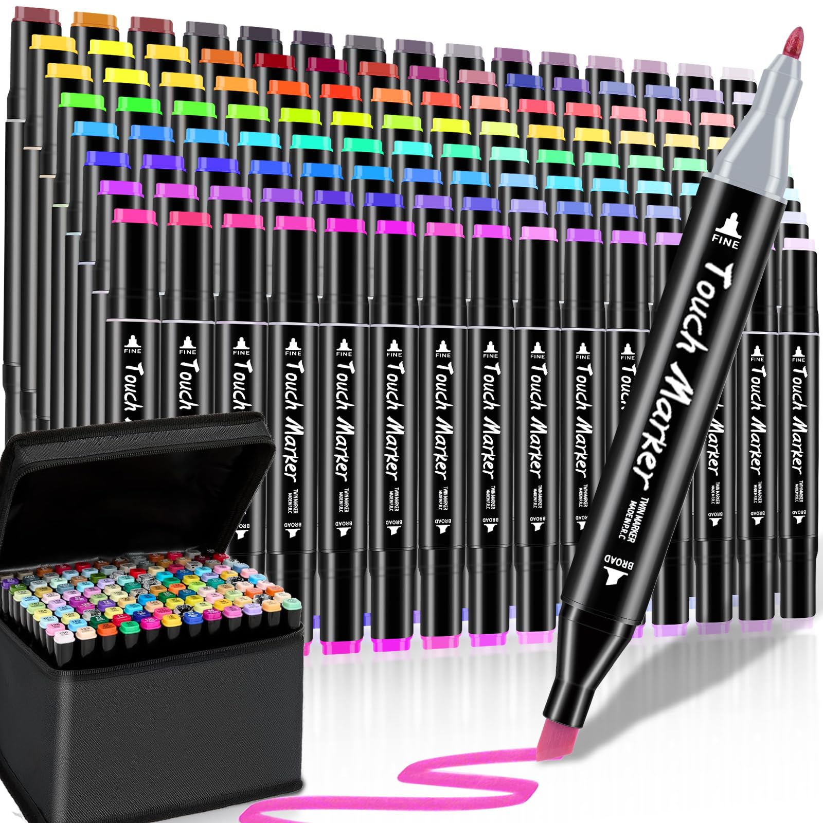 Alkohol Marker, 120 Farben Doppelseitiger Alcohol Marker Stifte Set Doppelpinselspitze, Permanente, alkoholbasierte Farbstifte für Erwachsene, Künstlerbedarf, Geschenkidee für Illustratoren