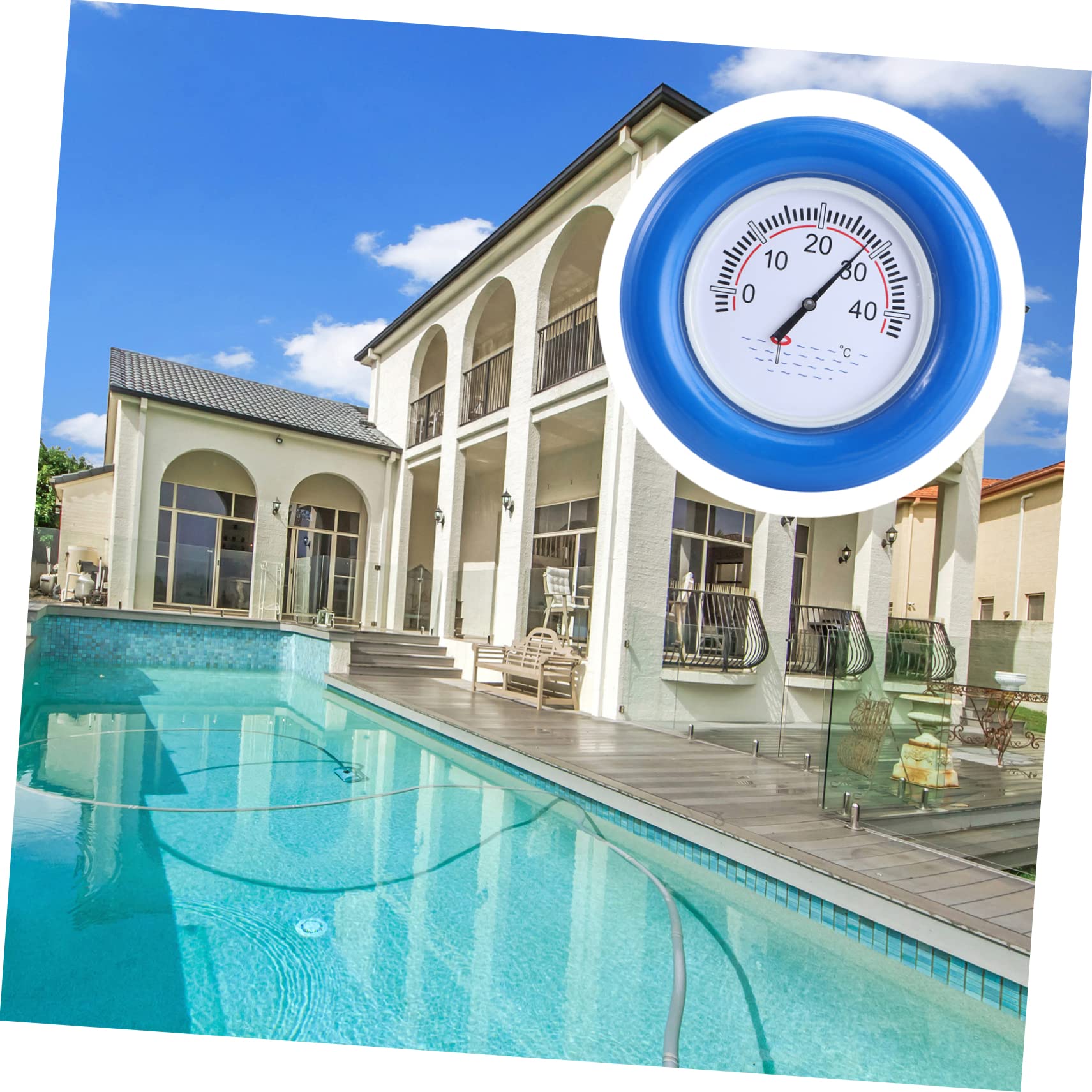 Schwimmthermometer Blau mit Großem Display, Schwimmbecken