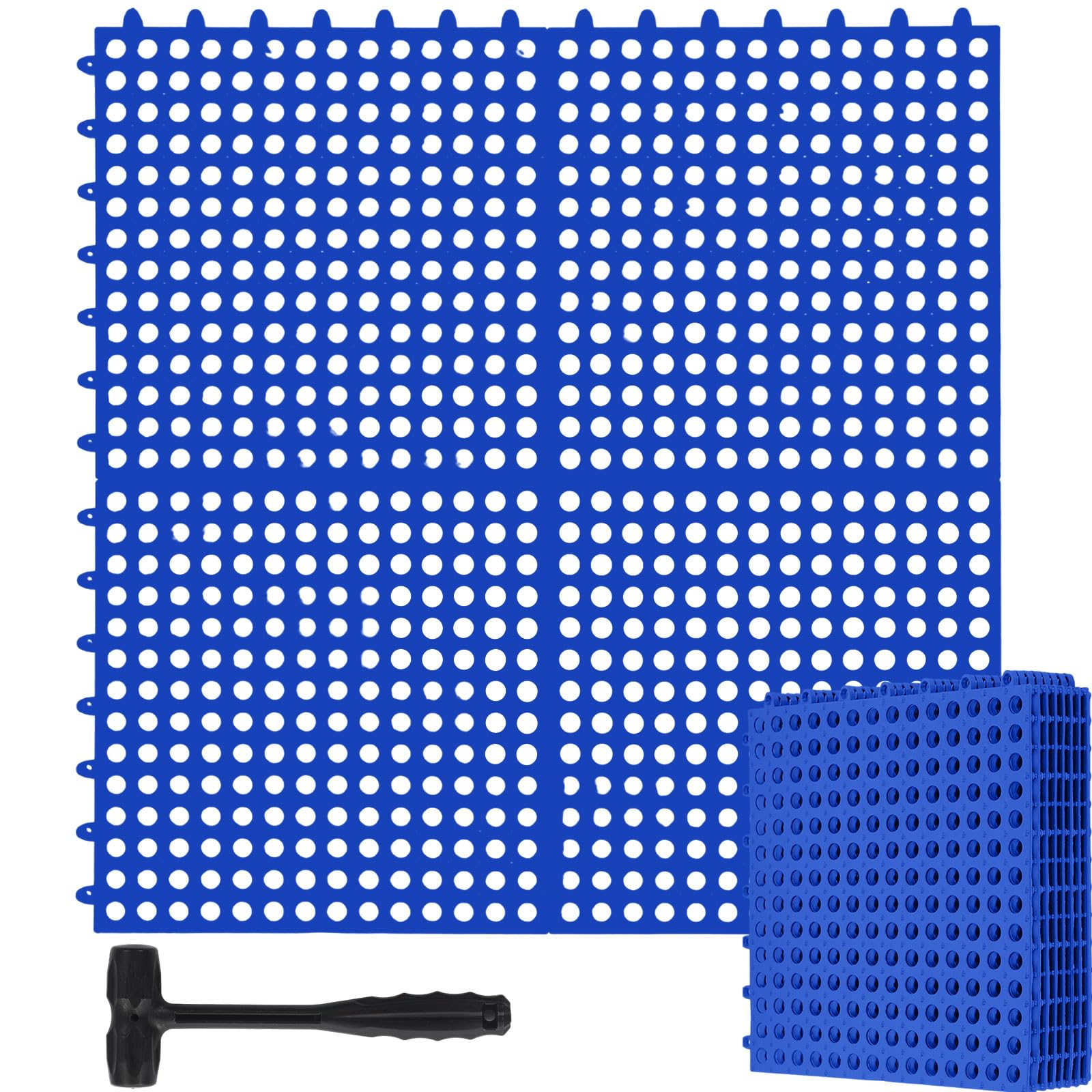 Drydiet 8 Pack Drainage Tiles Modular Interlocking Floor Tiles with 1 Pc Plastic Hammer 12" x 12" Cushion Mat Non Slip Rubber Floor mat with Holes for Pool Bathroom Deck Kitchen Patio (Beige) — Amazon image 10