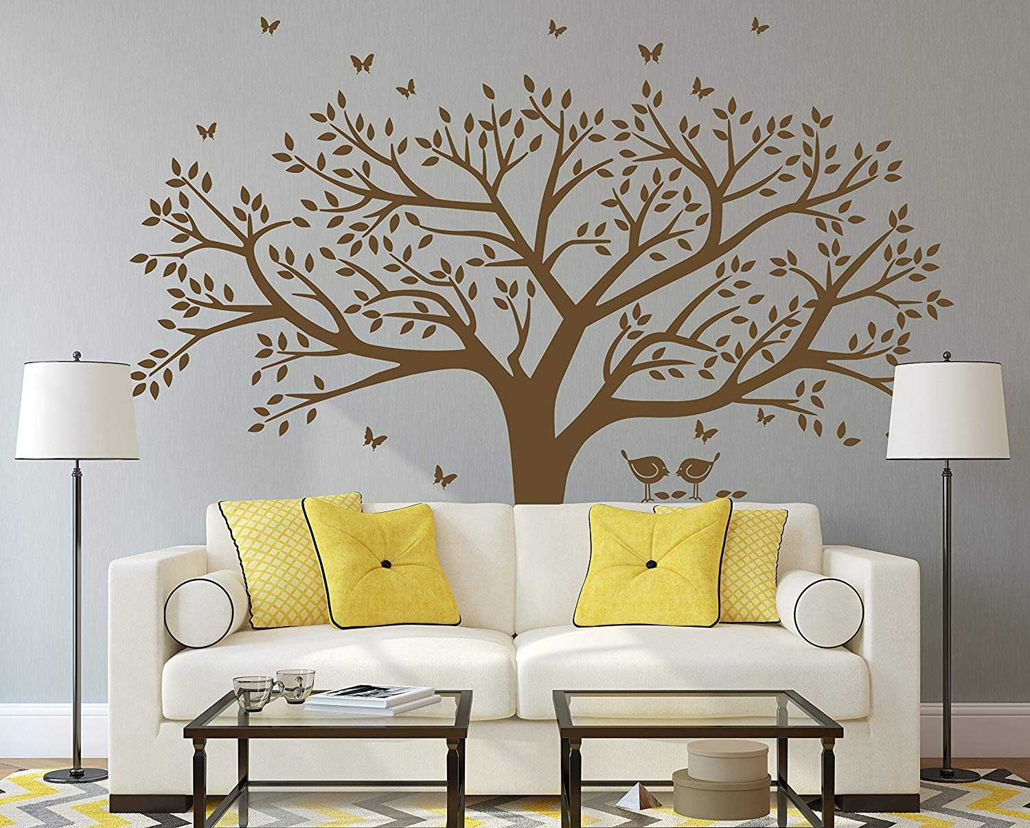 Family Tree Wall Decal Photo Frame Tree Stickers Living Room Home Decor Tree Wall Sticker Brown Vinyl Wall Art for Interior Walls