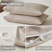 Vista 6 de TOCOMOA Juego de funda de edredón 100% algodón lavado, tacto suave, cómodo, transpirable, juego de ropa de cama de 3 piezas