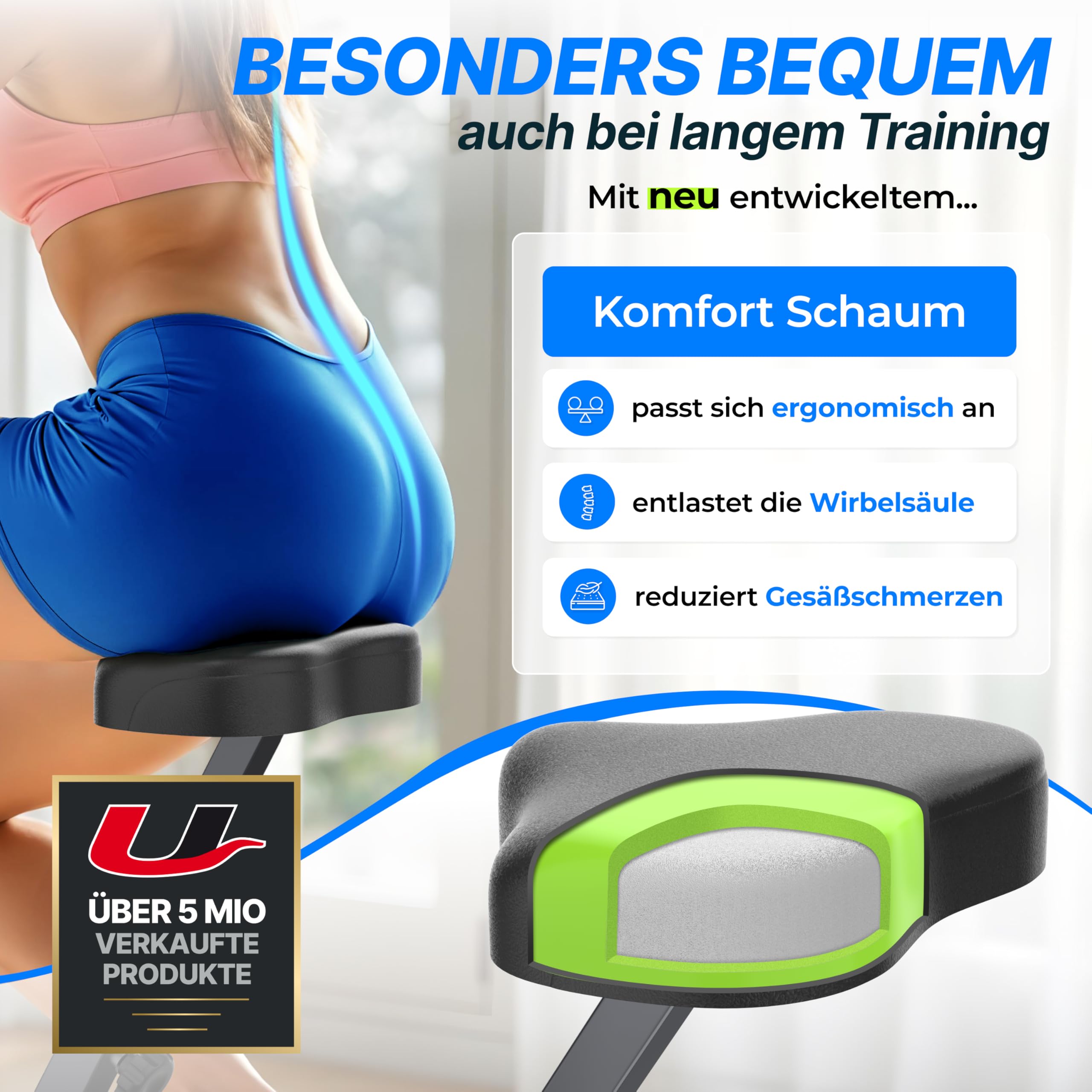 Ultrasport F-Bike 150, Fahrradtrainer, Fitnessbike, LCD Trainingscomputer, faltbarer Heimtrainer, Herzfrequenzmessung, 8 Widerstandsstufen, max utzergewicht 110 kg, Höhenverstellbarer, Silber/Schwarz