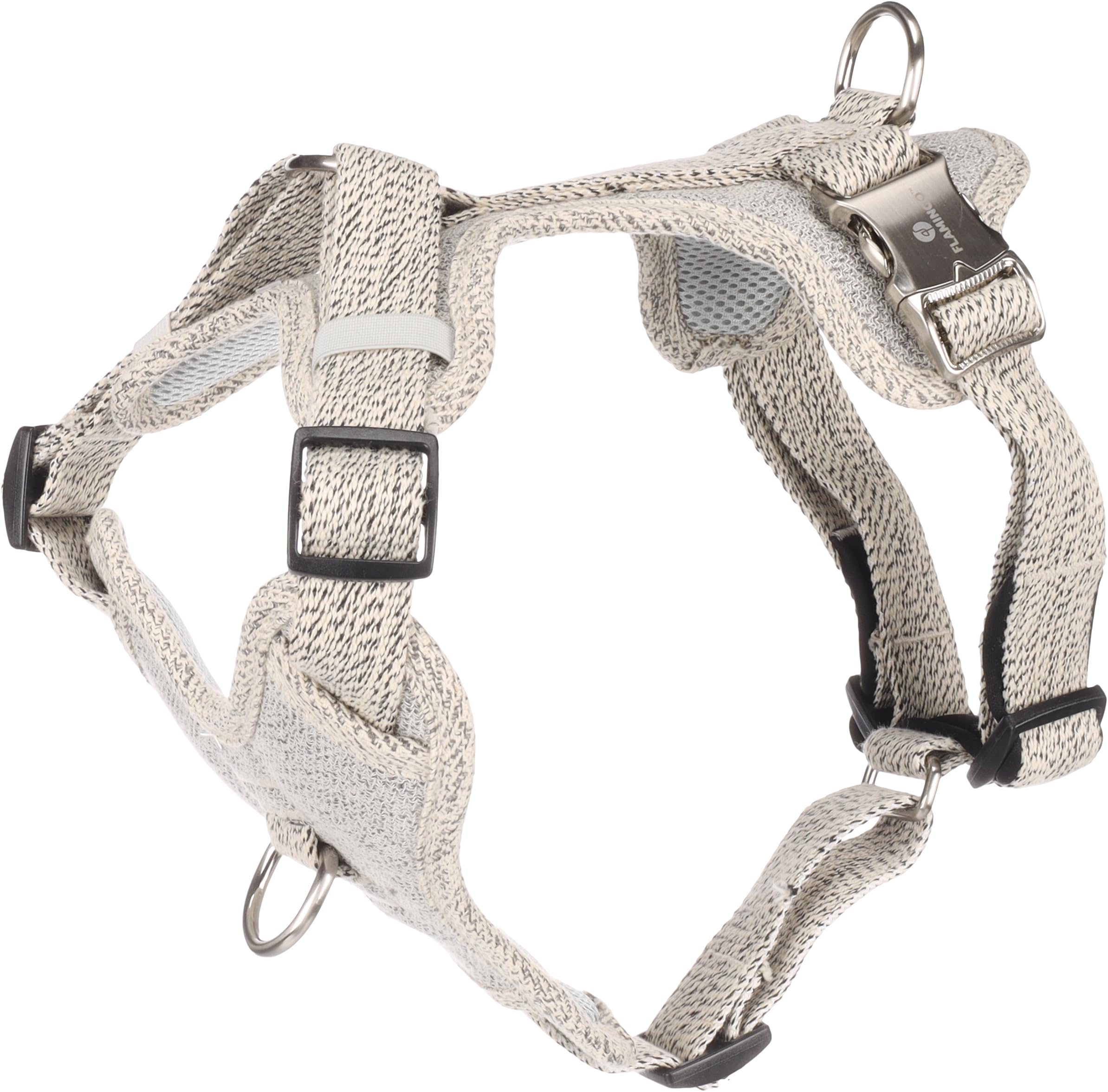 Dog Harness Lago White & Black M 38-61cm 45-70cm 25mm