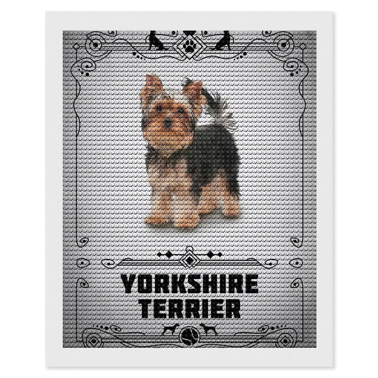 Junmoney Yorkshire Terrier Diamond Painting Canvas Kit 16"x20", Round Gems, Living Room Decor, Seasonal Gift Choice, Modern Decor