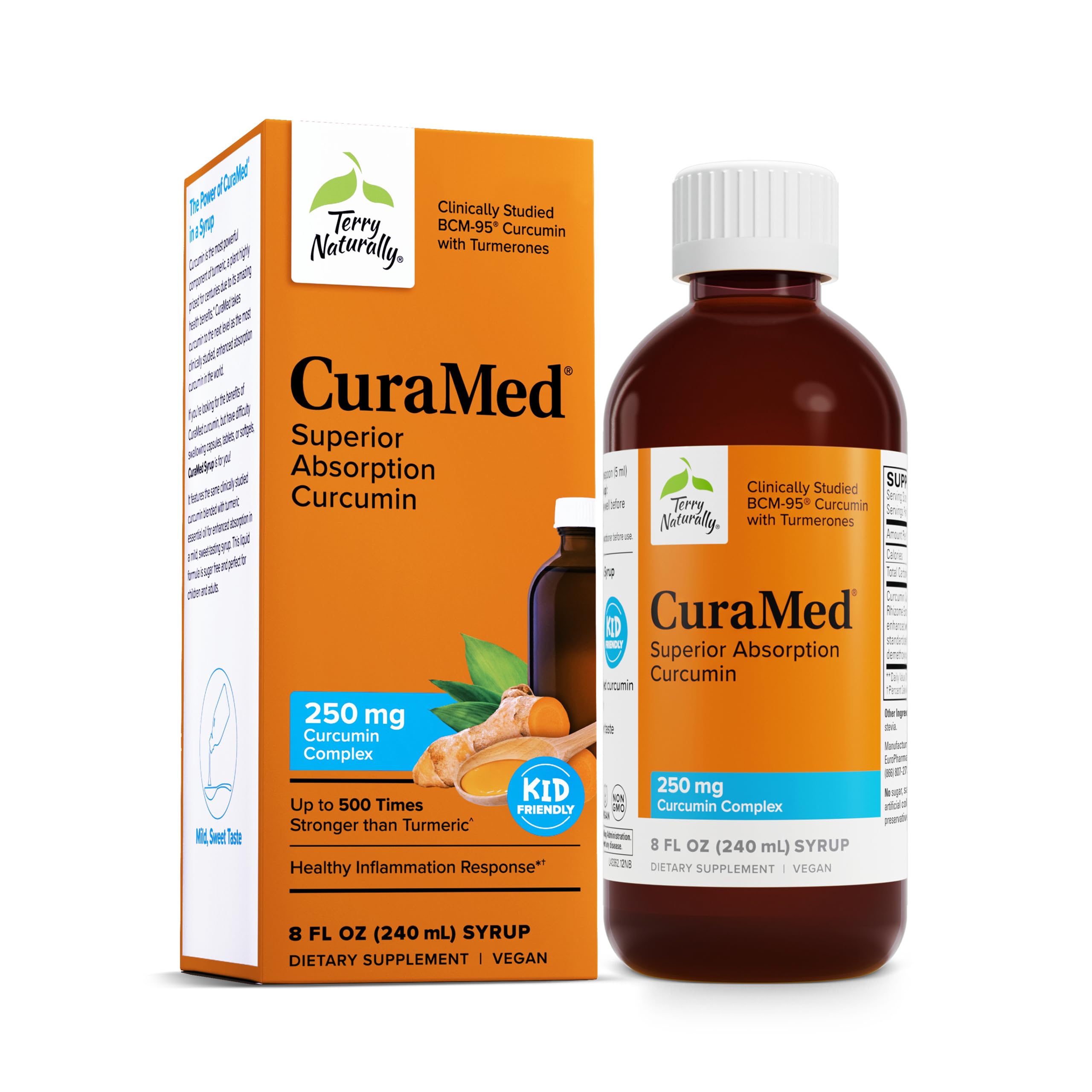 CuraMed Syrup - Brain & Immune Health Support Supplement - Curcumin Absorption Formula with Turmeric Essential Oil - Gluten-Free & Vegan Supplement - 8 fl oz