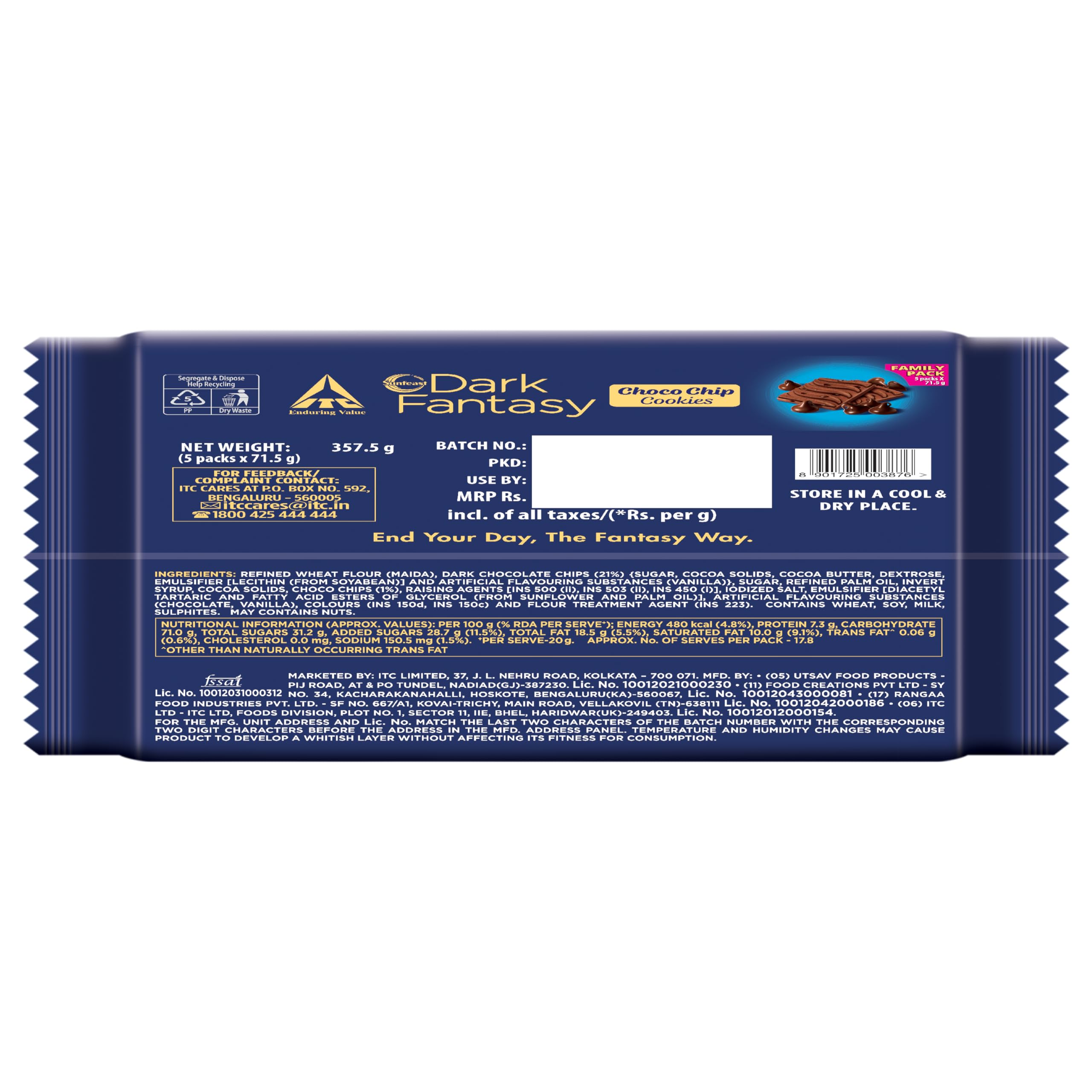 Sunfeast Dark Fantasy Choco Chip, Crunchy Chocolate Cookies Loaded with Choco Chips, 350g - Image 7 thumbnail