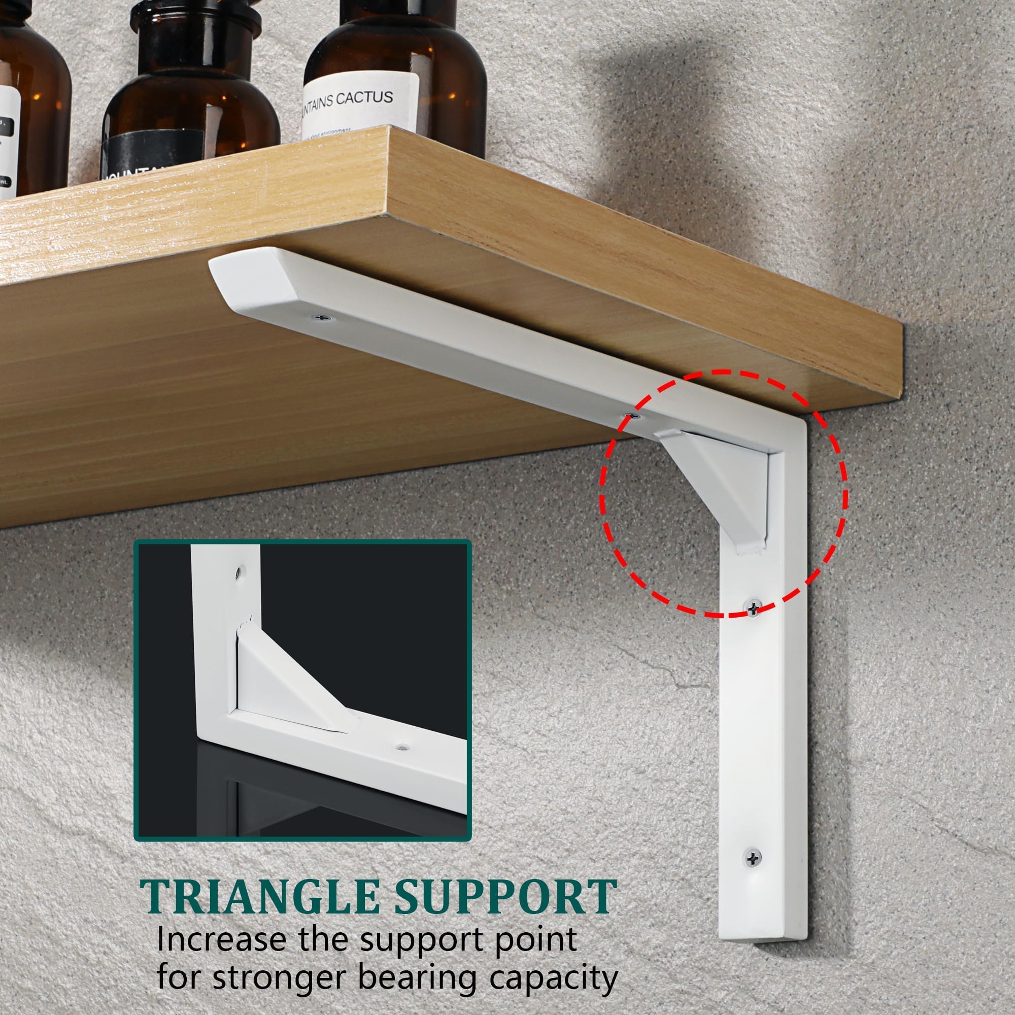 Mooche 4PCS Heavy Duty Shelf Brackets 6 inch - Image 3