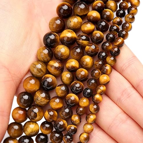 Miniatura 4 de Cuentas clásicas naturales de ojo de tigre, cuentas redondas sueltas de grado AAA de 0.315in, 100 unidades a granel, cuentas de piedra semipreciosa
