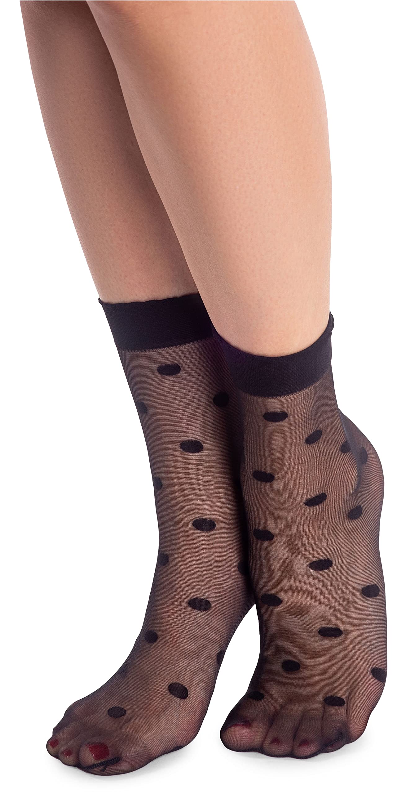 NOQ Womens Fashionable Patterned Socks Fancy Stockings Sheer Pop Free Size, Dots Nero