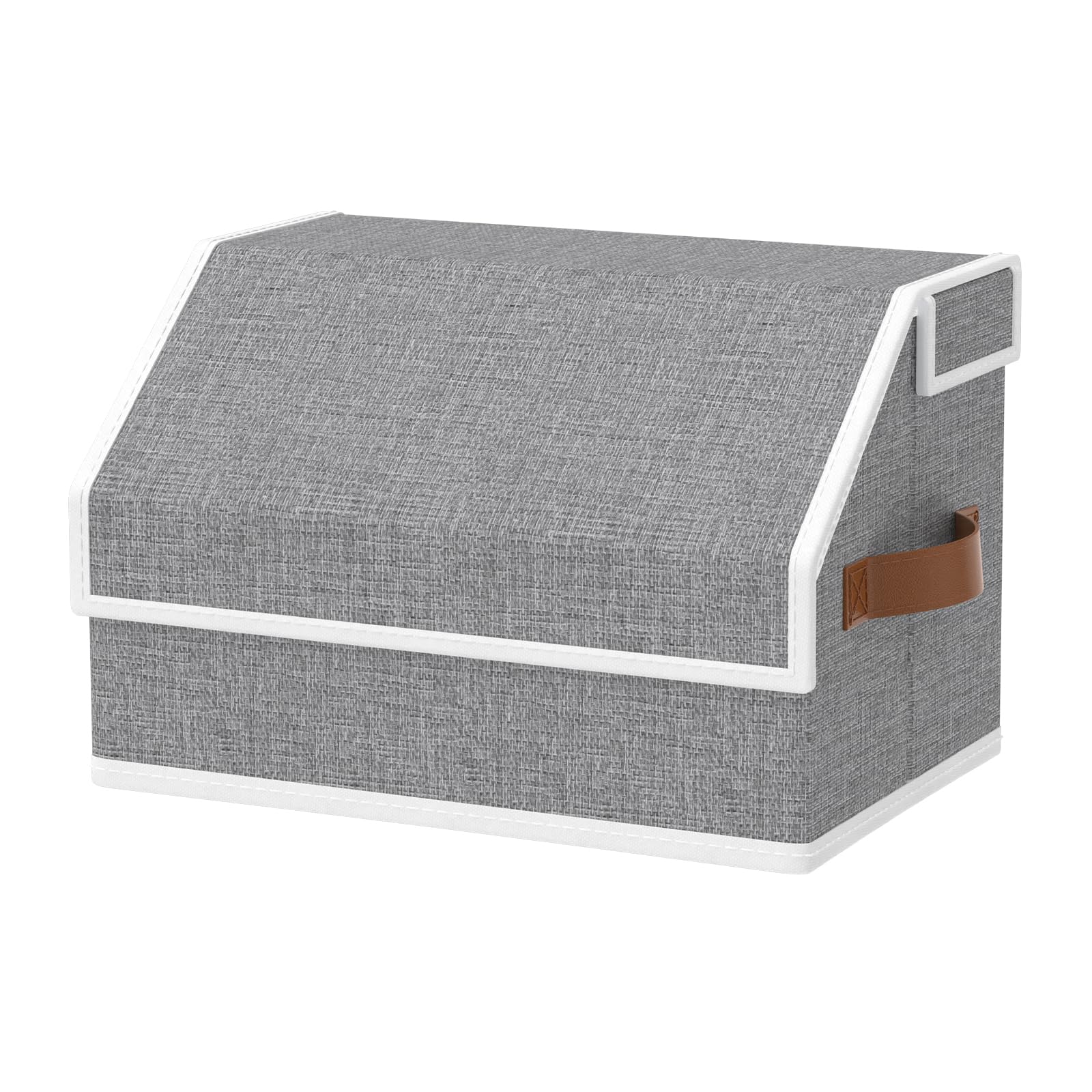 OUTBROS Aufbewahrungsbox mit Deckel, Gekippte Stoffbox mit Griff, Kleiderschrank Organizer, Raumorganisator, Kann für Kleidung, Bettwäsche verwendet werden, 38 x 25 x 25 cm, Grau, 1 Stück