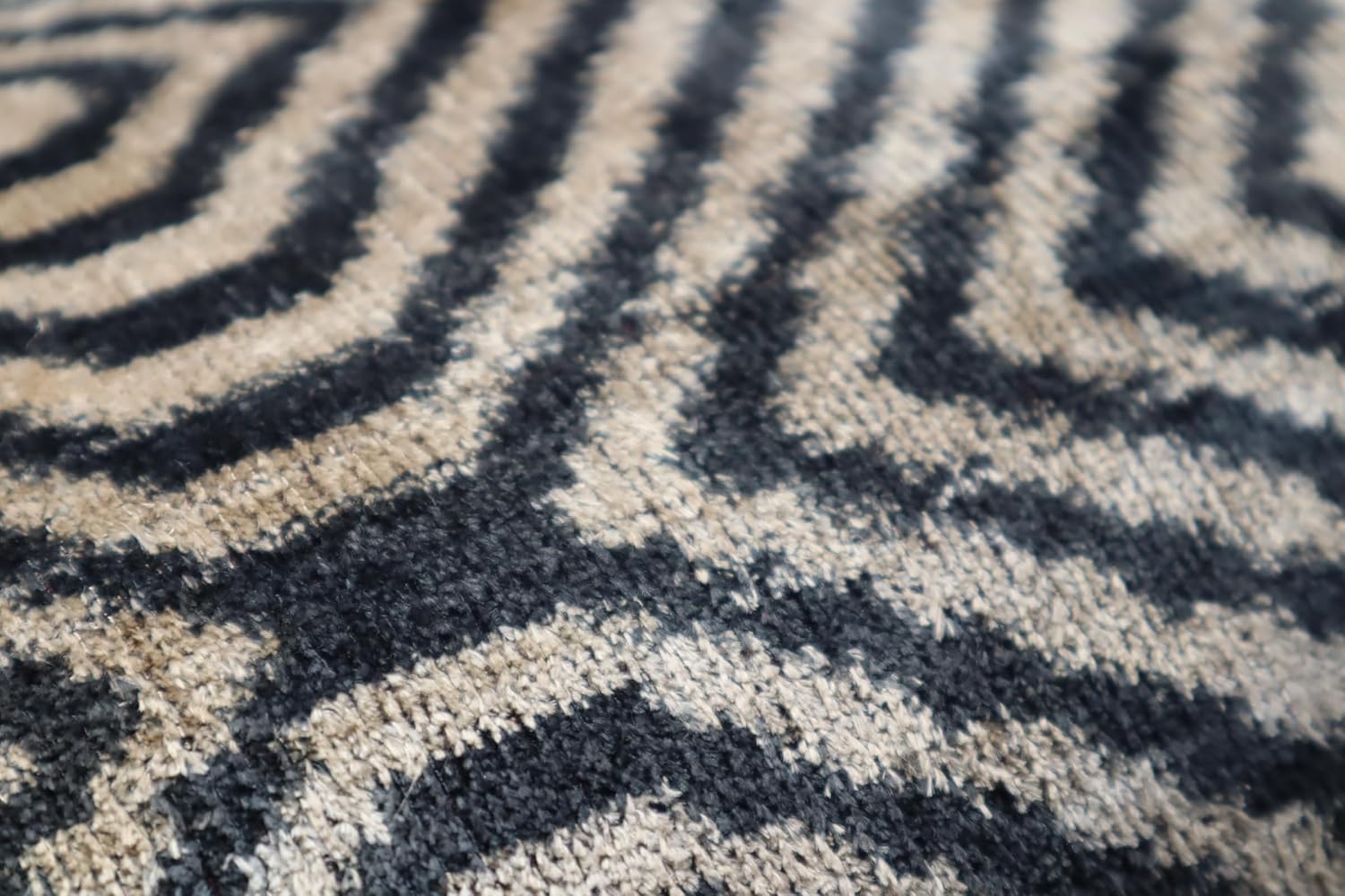 CANVELLO Handmade Velvet Throw Pillow, 16" x 24" with Down Feather Insert - Black & Ivory Geometric Chevron Pattern Cushion for Contemporary & Modern Decor