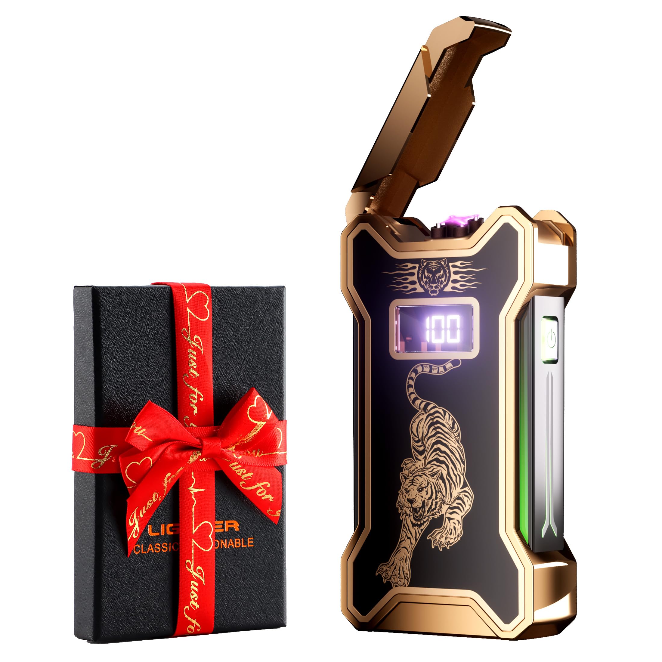 Briquet électrique rechargeable USB pour homme avec écran de batterie