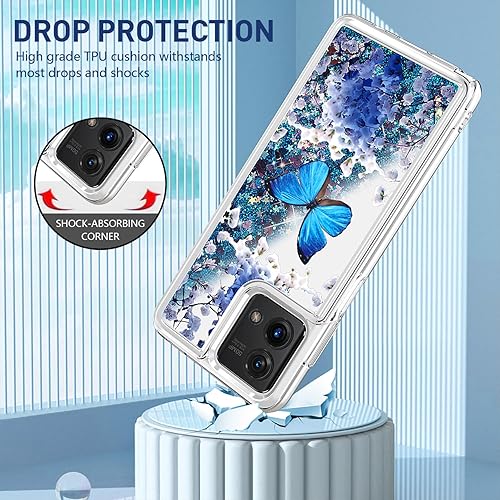 Miniatura 6 de CAIYUNL Funda para Moto G Stylus 5G 2023 con protector de pantalla de vidrio templado, para mujeres y niñas, con purpurina líquida, flotante, suave,