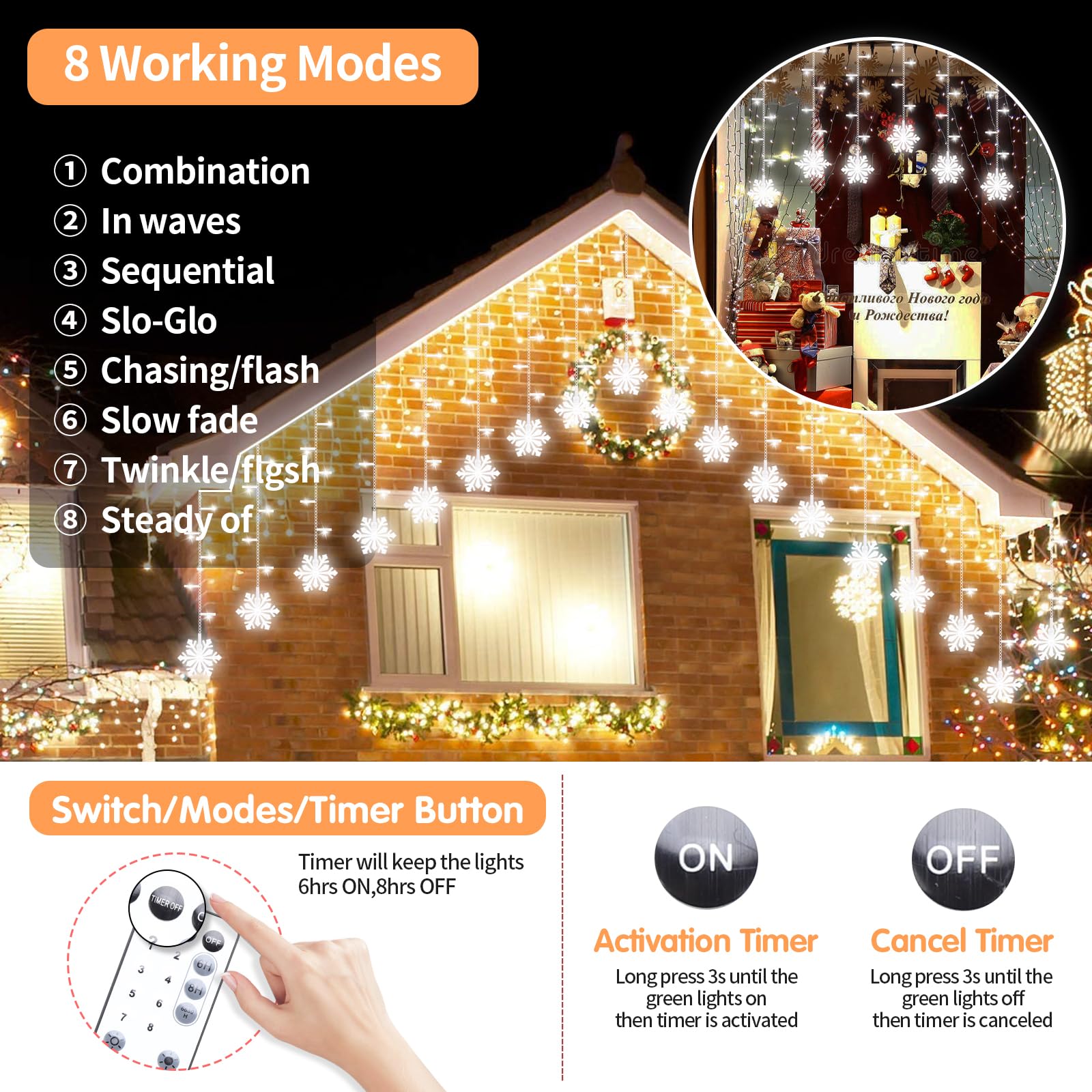 WOWDSGN Weihnachtsbeleuchtung Für Draußen – 10m LED-Girlande Mit 440 Lichtern, 8 Modi, IP44 Wasserdicht, Timer, Warmweiß
