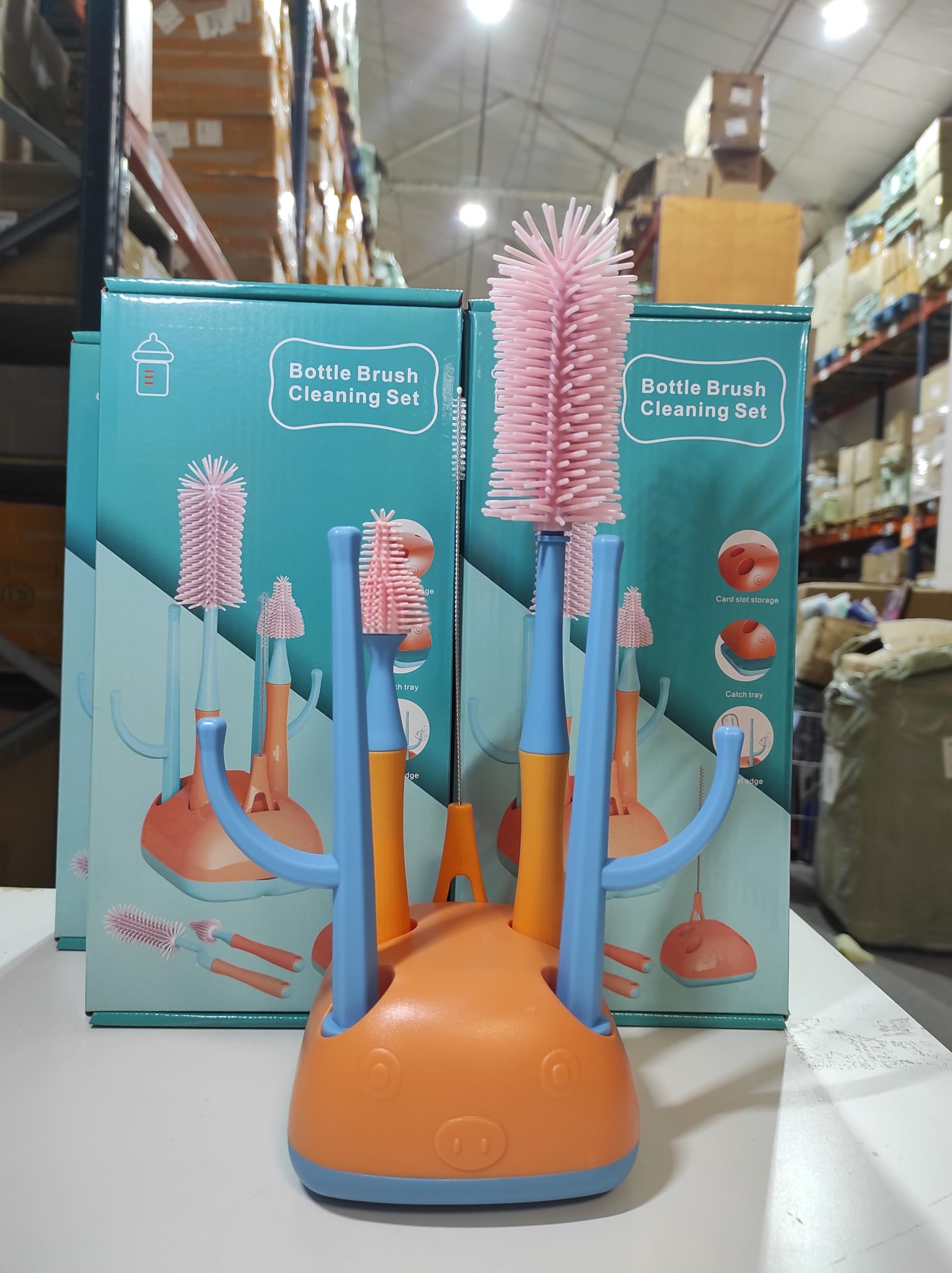 MayMax Kit Limpia Biberones - Set Completo de cepillos para biberones, tetinas y pajitas, Limpieza higienica a Fondo, cerdas Suaves eficaces y Mangos Comodos