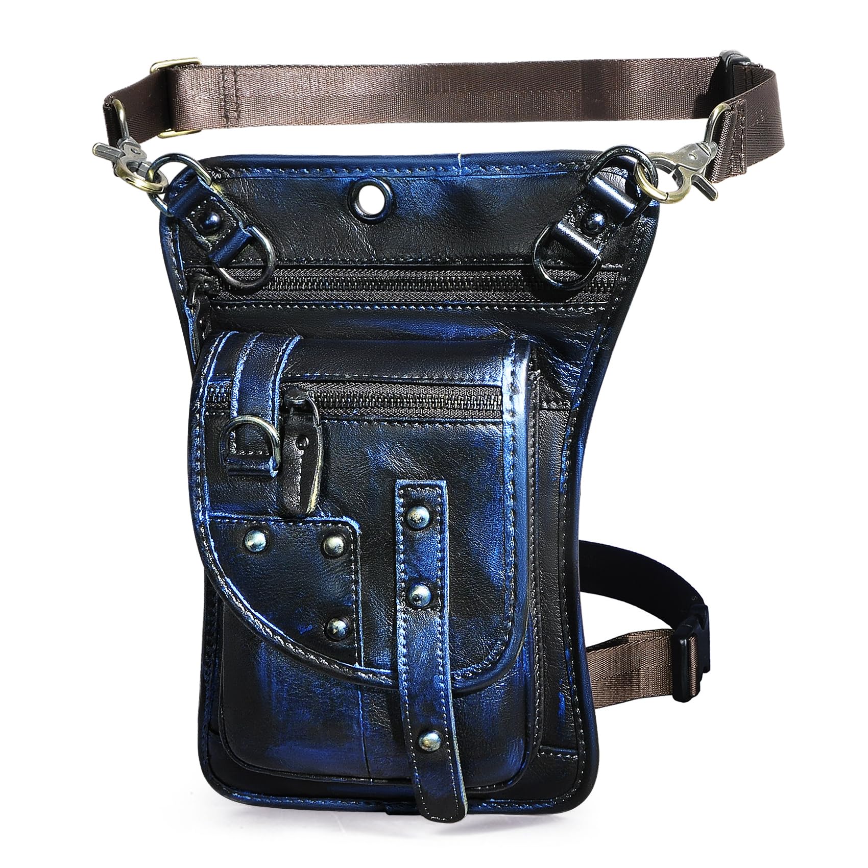 Handadsume Canvas + Leather Motorcycle Travel Fanny Waist Pack Drop Thigh Leg Bag Pouch For Men Women FB2141