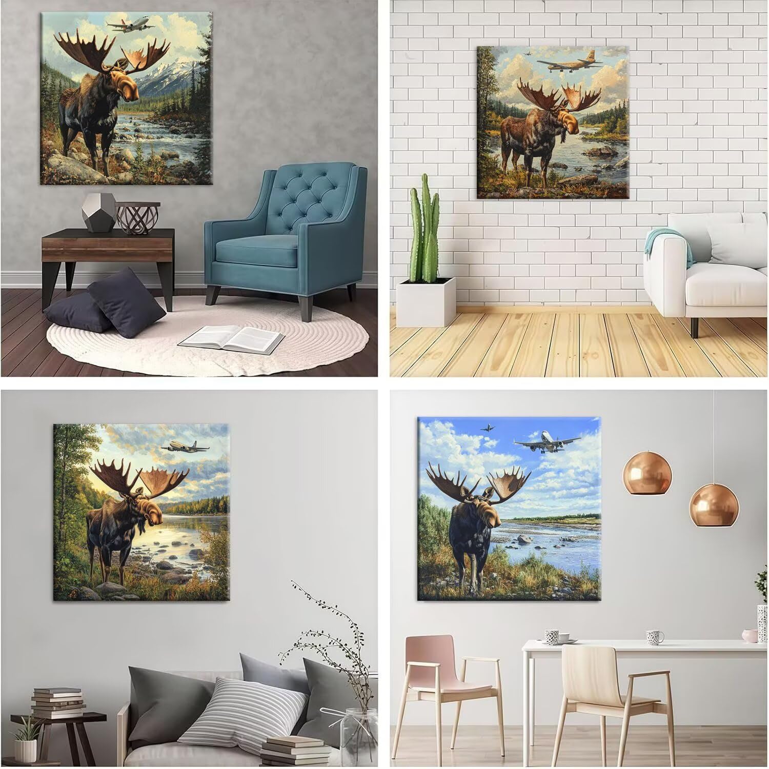 5D Diamond Painting Antilope Landschaft, Diamant Malerei 50x50cm w-515 | 4 Pack Diamond Painings Erwachsene, 5D DIY Diamant Malerei Mosaikherstellung für Relaxation and as a Wall Deko Geschenk