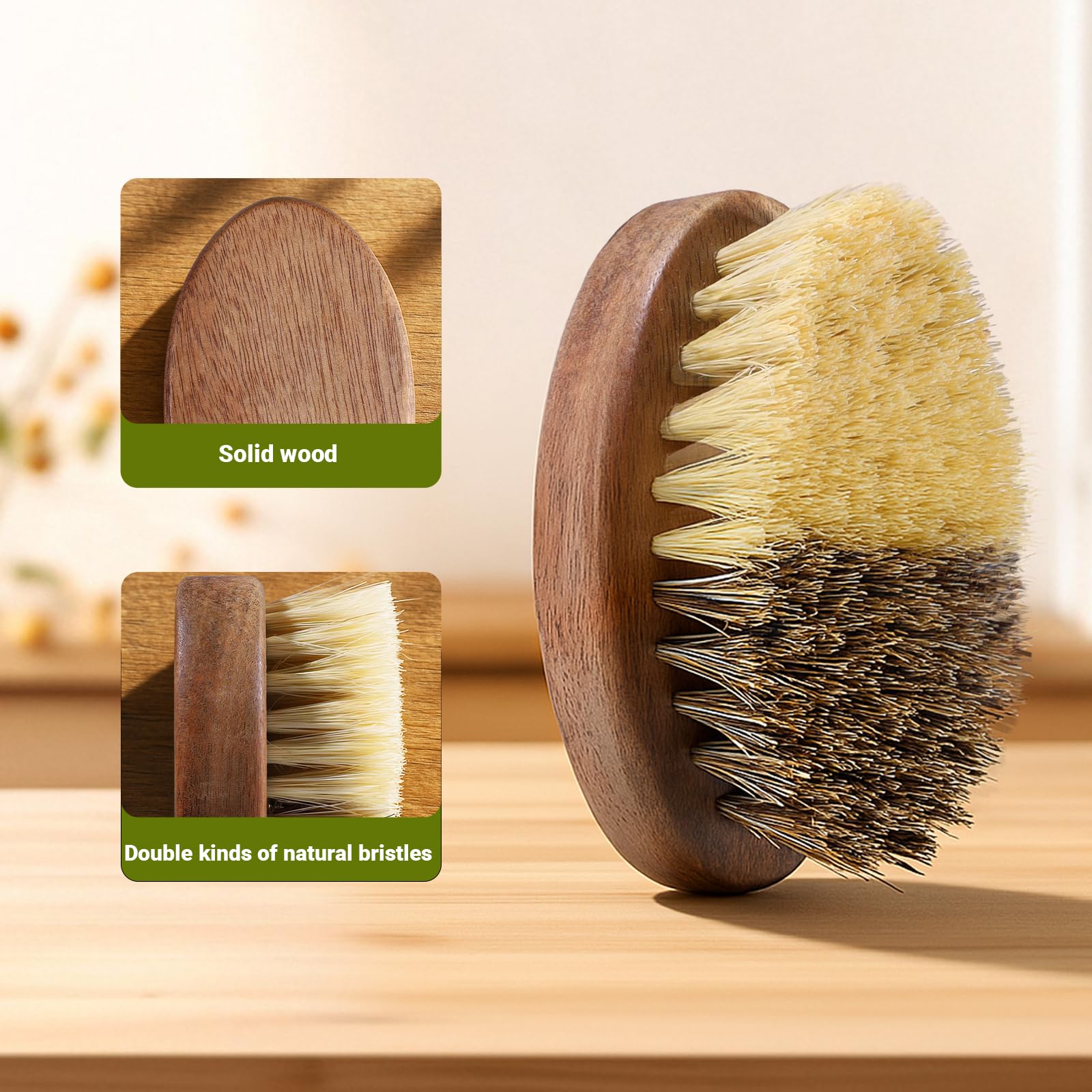 Fruit & Vegetable Cleaning Brush Set - Acacia Wood -3