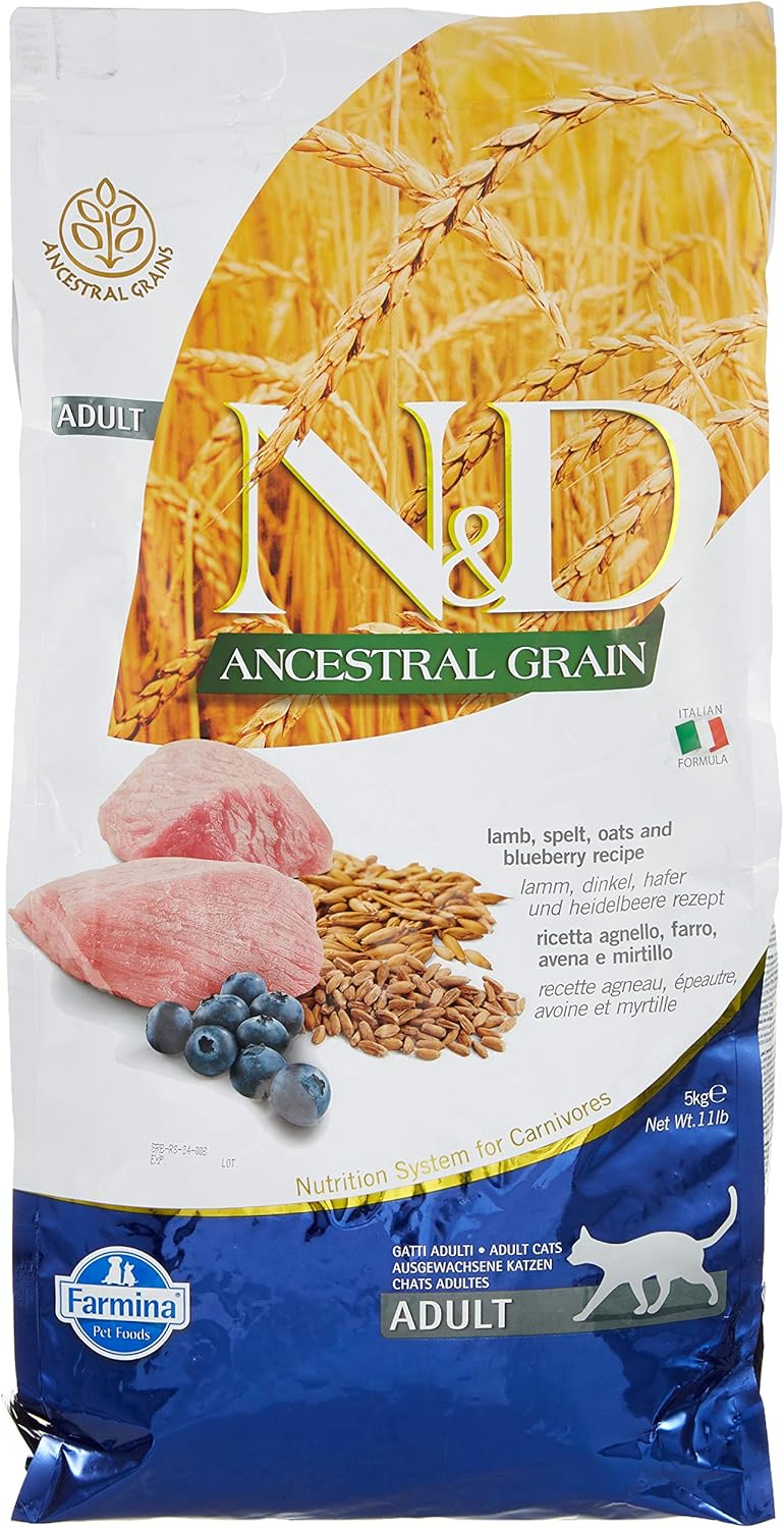Farmina Natural & Delicious Low Grain Lamb and Blueberry Adult Cat, 11 lb Bag