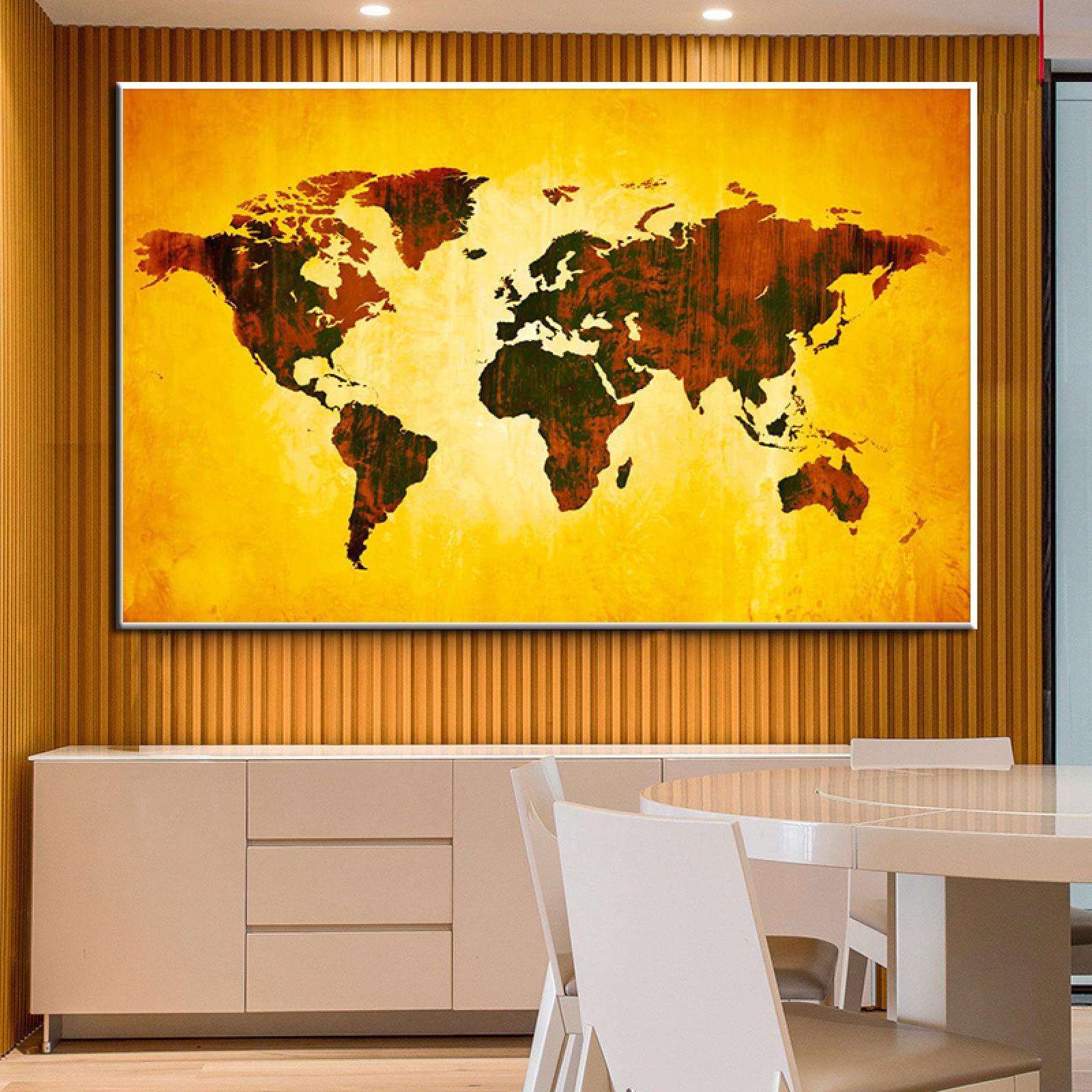 Moderne Weltkarte Poster und Drucke Leinwand Gemälde Wandkunst Bilder für Klassenzimmer Wohnzimmer Kinder Schule Dekor 80x130cm Rahmenlos