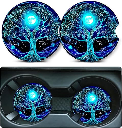 Miniatura 45 de Posavasos de coche para portavasos, paquete de 2 posavasos de coche rosa con mariposas, 7 cm de tamaño universal, alfombrilla de goma Mariposa