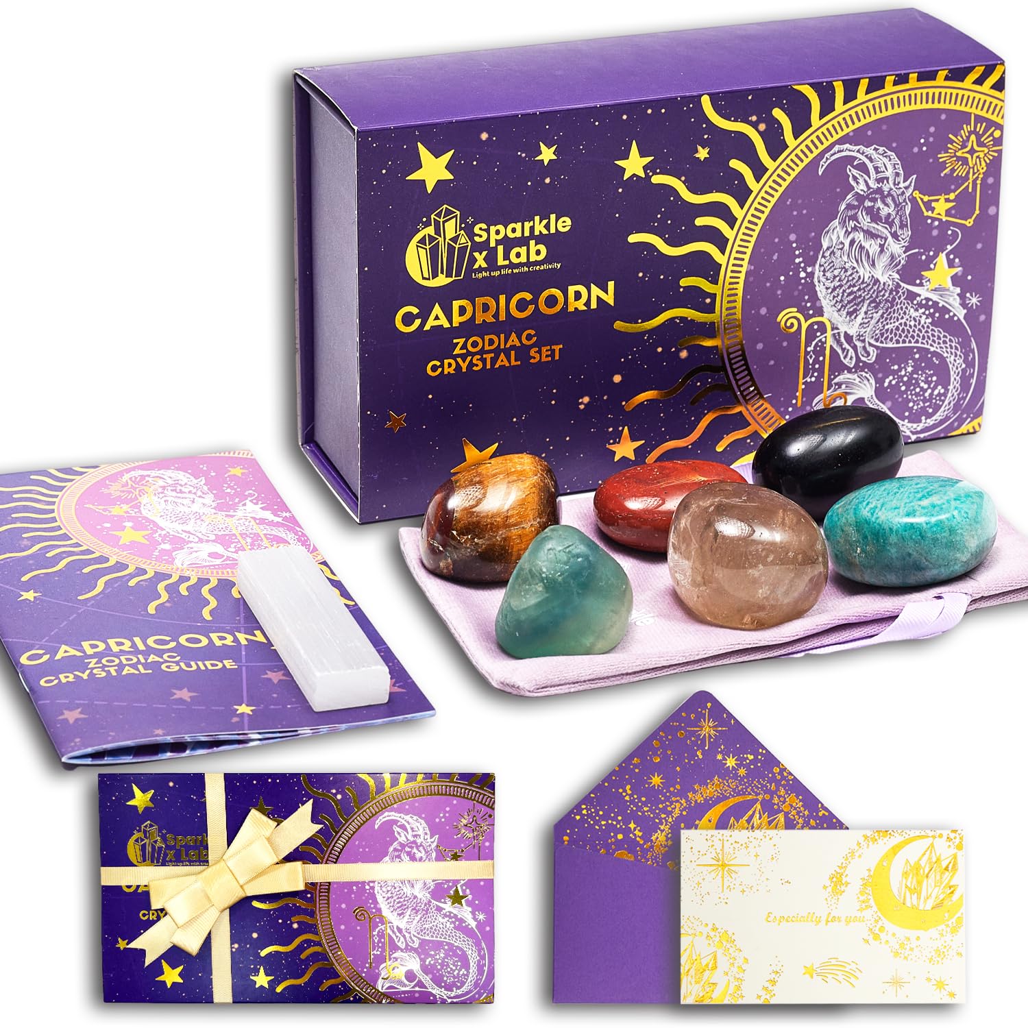 Capricorn Crystals Gift Set - Zodiac Signs Healing Crystals Birthstones Capricorn Astrology Crystals Healing Stones Gifts for Her, Women, Men