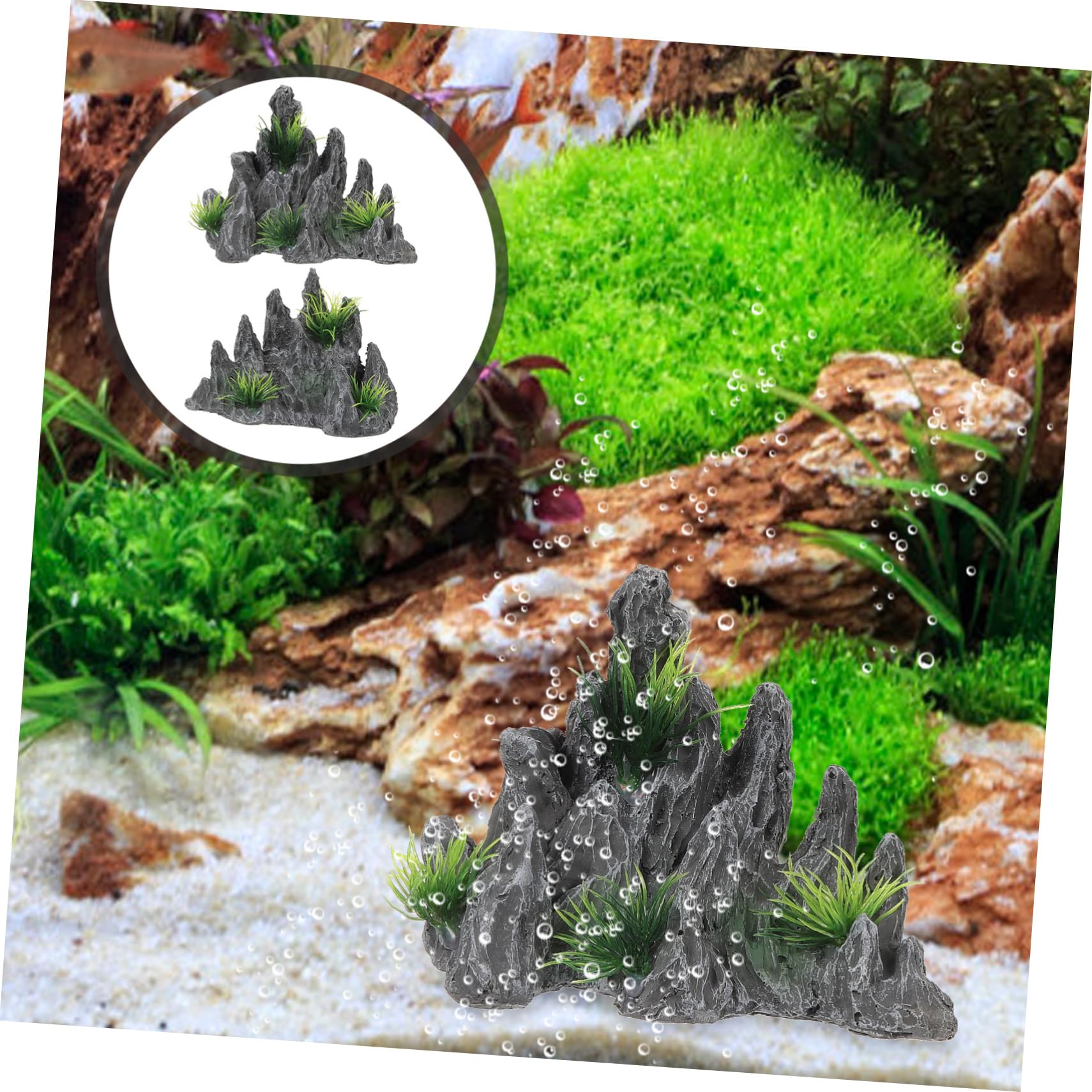 OUNONA 2 Ensembles Artisanat De Poisson en Résine Paysage D'Aquarium Rocaille en Pierre D'Aquarium pour Aménagement Paysager Accessoires De Décoration D'Aquarium 2 pièces * 2