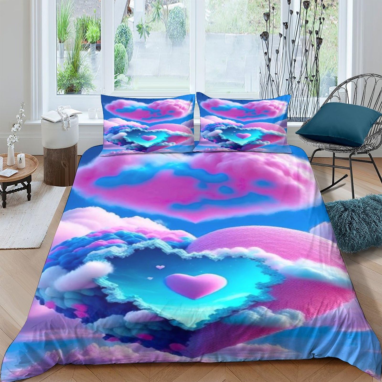 Couette microfibre 3D multicolore 200x200cm confortable pour parure de lit enfant double