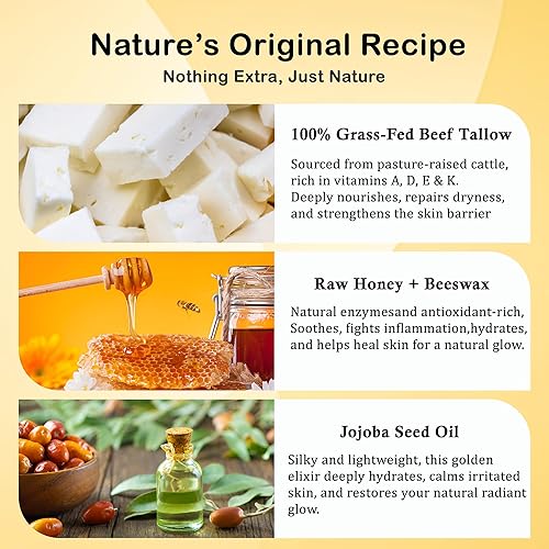 Miniatura 2 de Sarga de ternera para la piel  Sarga de carne alimentada con pasto y bálsamo de miel cruda, hidratante y nutritiva  Hidratante facial y corporal,