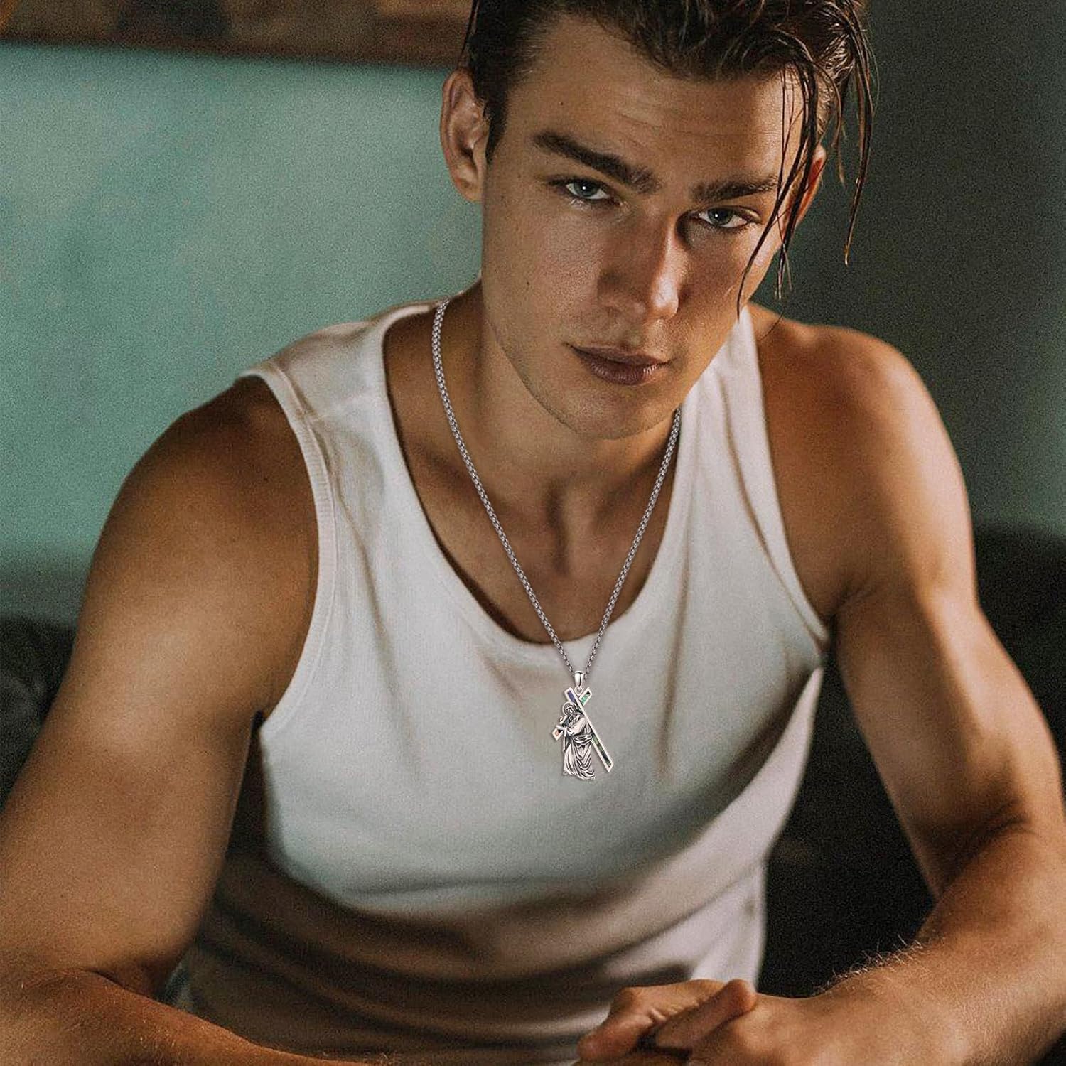 Crucifix Necklace for Men 925 Sterling Silver Jesus Cross Necklace Crucifix Cross Pendant Protection Jewelry for Men Women - Image 3