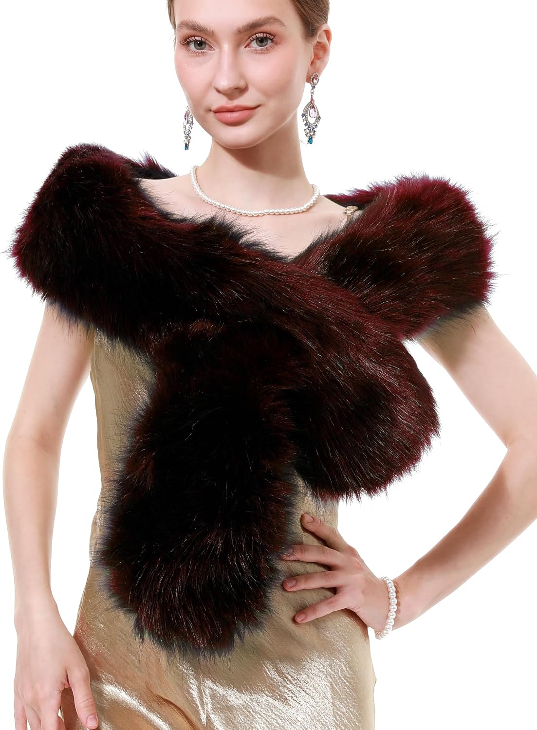 sy soul young Faux Fur Collar Women's Neck Warmer Scarf Wrap