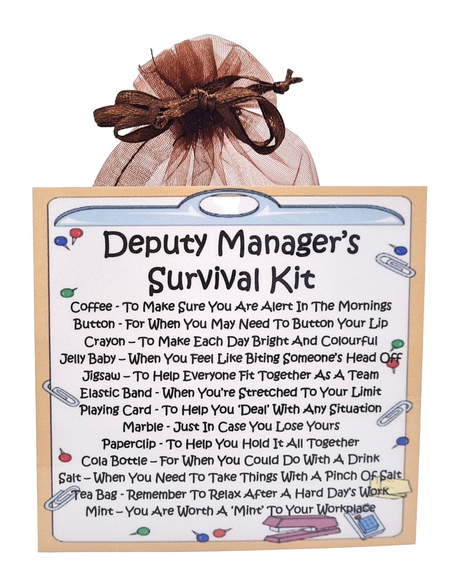 Deputy Manager's Survival Kit ~ Fun Novelty Gift & Greetings Card Alternative | Birthday Present | Thank You | Deputy Manager Gift | Personalised Keepsake