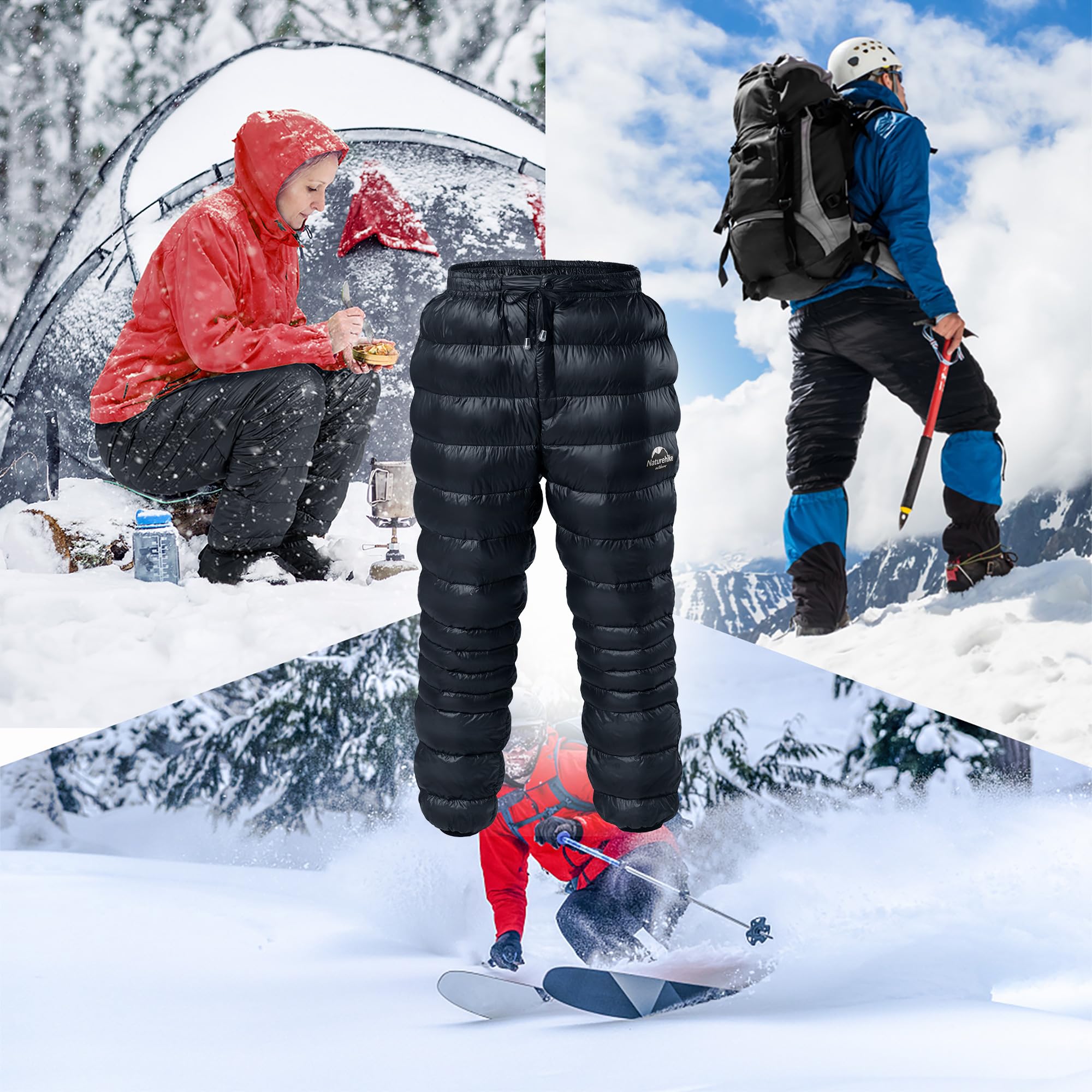 Naturehike Winterhose Herren Warm Ultraleichte Damen Schneehose Winter Thermischehose Warm Wasserdicht Entendaunenhosen für Outdoor/Campin