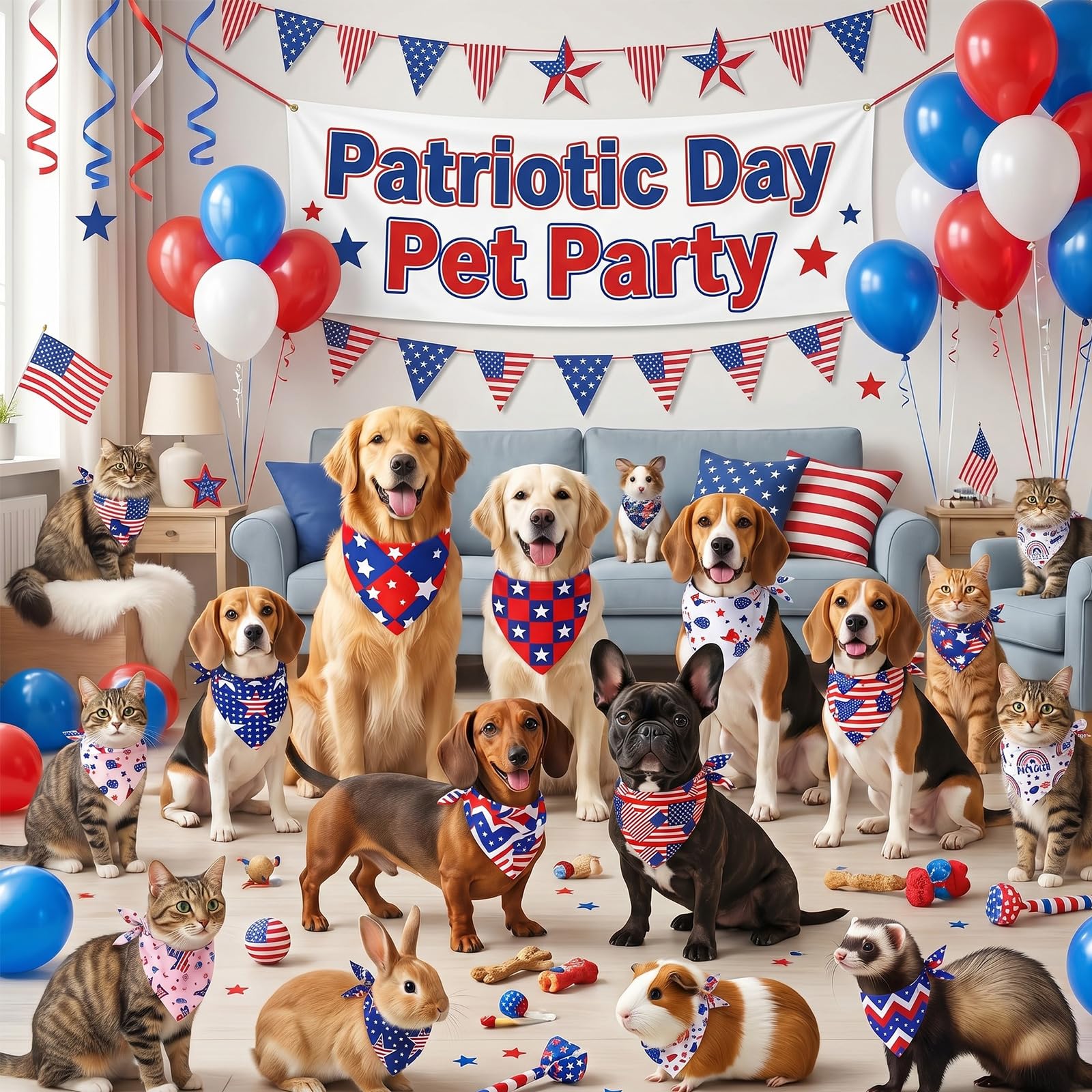 Sumind Lot de 100 bandanas patriotiques pour chien en vrac - Bandanas triangulaires pour chien avec motifs de jour de l'indépendance pour le jour de l'indépendance - Accessoires de décoration