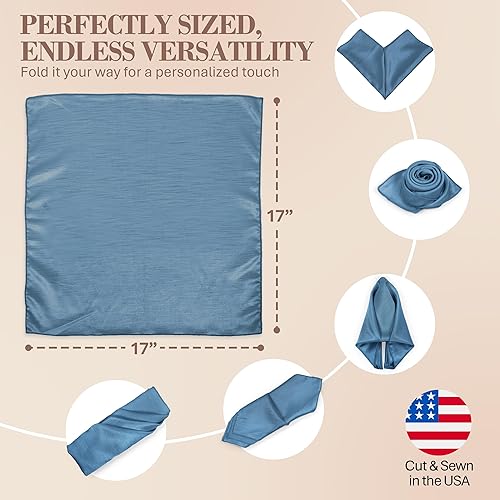 Miniatura 6 de Ultimate Textile -1 docena - Reversible Shantung Satin - Majestic - Servilletas de tela Majestic de 17 x 17 pulgadas color azul pizarra
