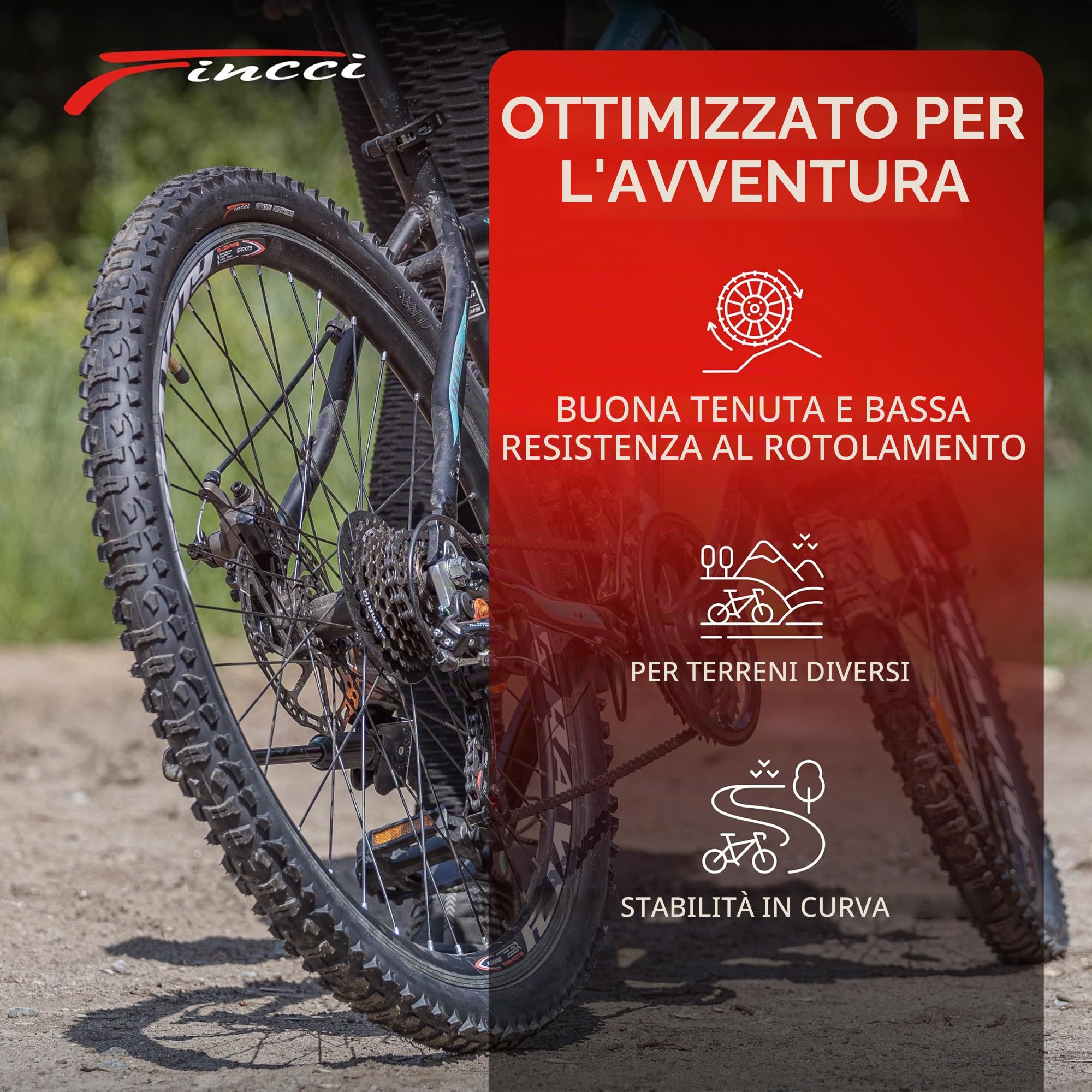 Fincci Copertone MTB 26x1.95 ETRTO 50-559 Pieghevole per Strada ed E-Bike | Pneumatico MTB Pieghevole 26x1.95, ETRTO 50-559 - Per Mountain Bike, Bici da Corsa, Strada Ibrida e Bicicletta Elettrica