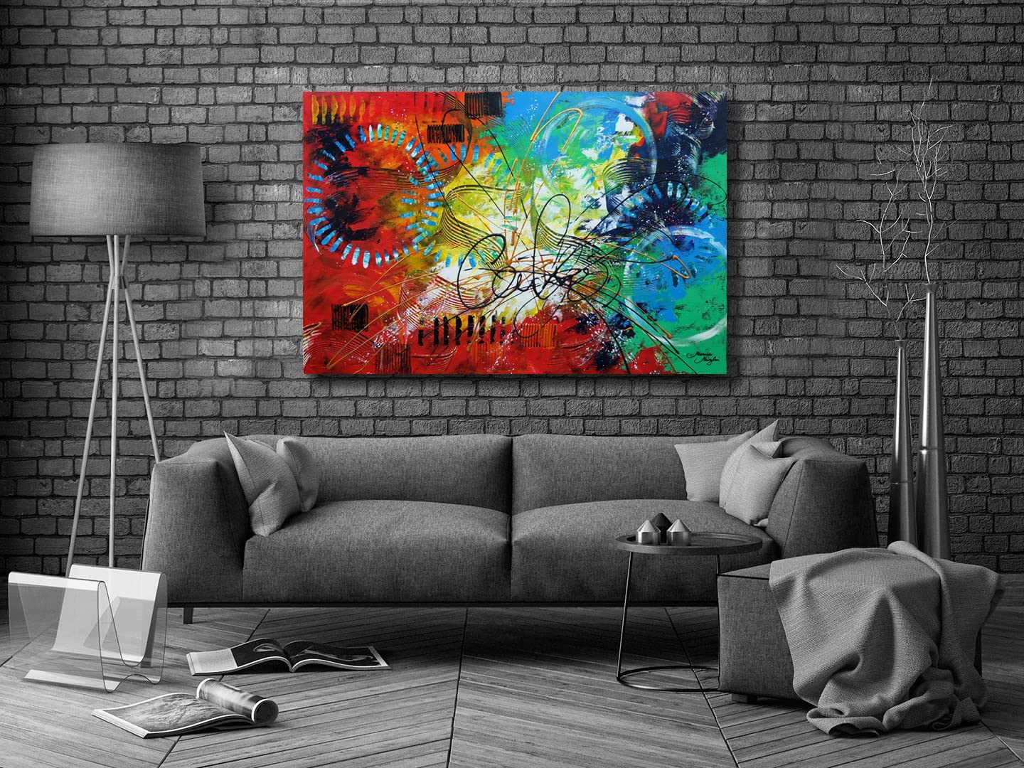 Monica Mirafiori I 90x60 cm I Tableau Peint à la Main I Modèles Tableau I Peintre Moderne I Tableaux Peintures I Toile sur Cadre en Bois