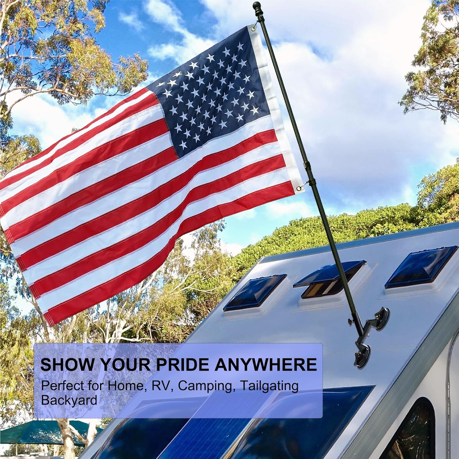 Flag Pole 3–6 FT Telescoping Carbon Fiber – Premium Outdoor Adjustable Flagpole with 360° Tangle-Free Spinning Rings, Twist Lock, Lightweight for House, RV, Truck, Boat, Camping - Image 7