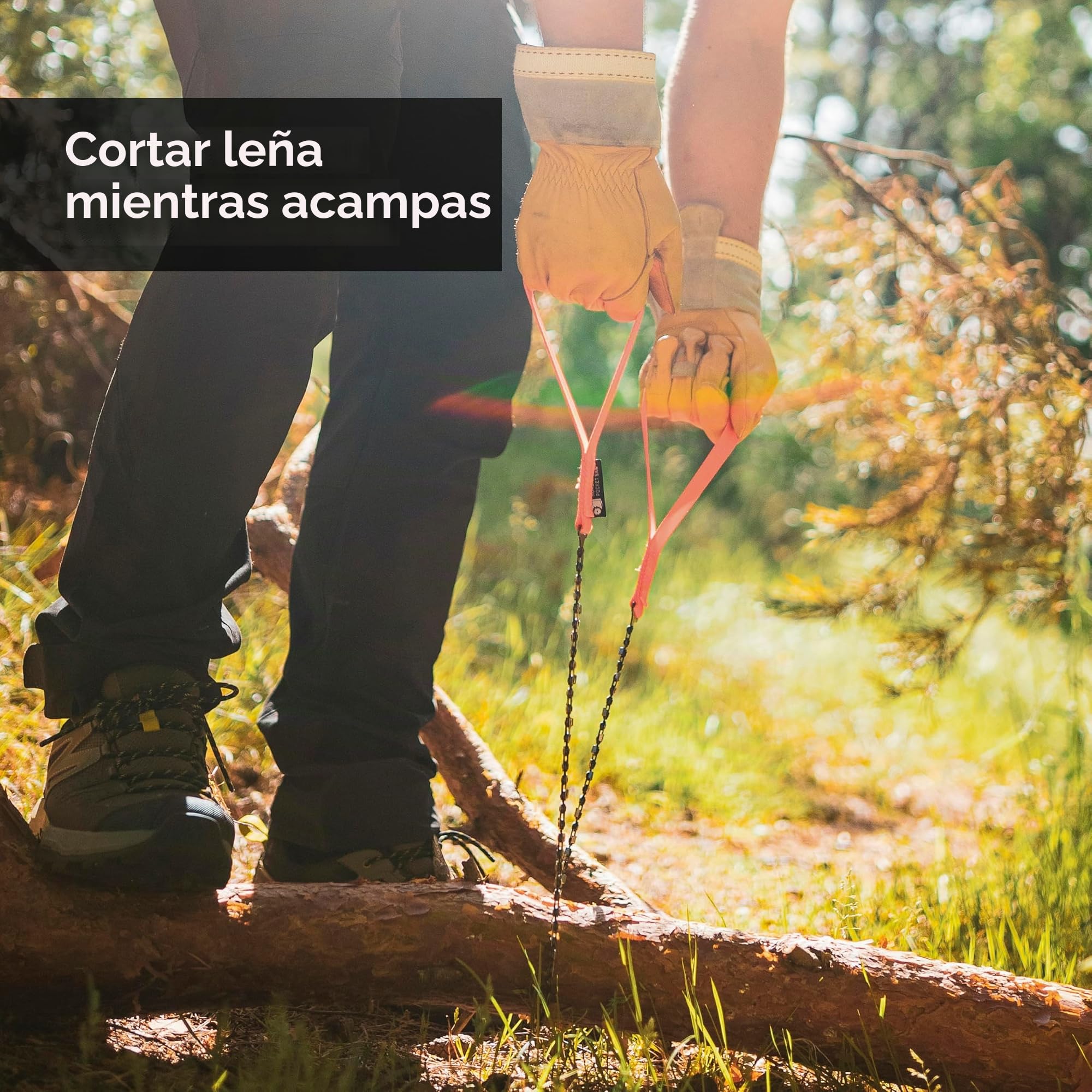 Nordic Pocket Saw Motosierra de Mano - Sierra de Cadena 65 cm con Asas de Nailon - Sierra Manual de Bolsillo Portátil - Sierra Supervivencia Acampada Senderismo - Versión ORIGINAL 33 Dientes