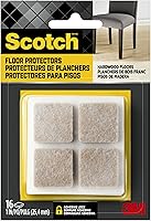 Scotch Beige Felt Furniture Pads (16-Pack, 1x1 Inch) - Self-Stick Hardwood Floor Protectors from Scratches, Dents & Nicks (SP802-NA)