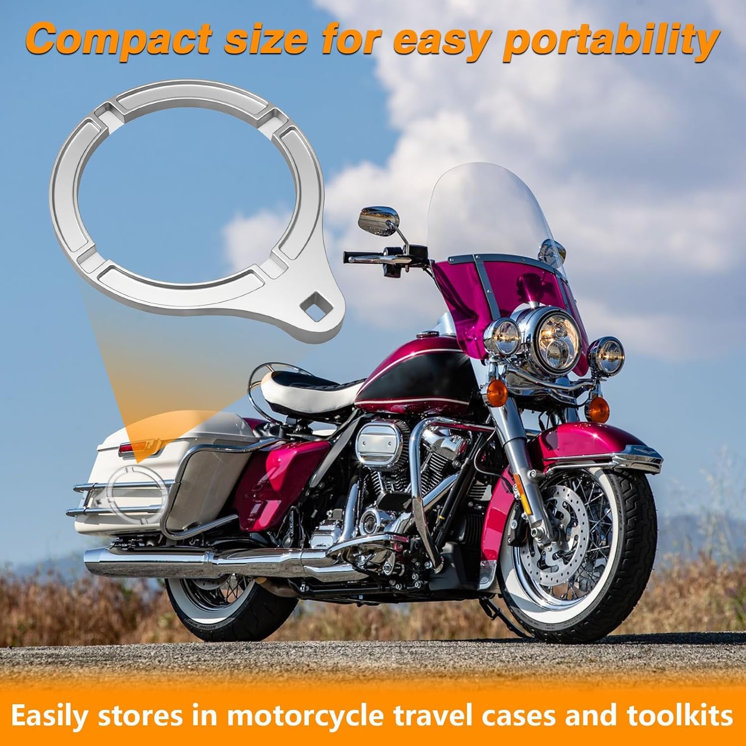 Fuel Pump Lock Ring Removal Tool Fuel Tank Retainer Lock Ring Wrench Compatible with Harley-Davidson Touring Electra Glide, Street Glide, Road Glide,Tri Glide,FL-Series 2008-Up