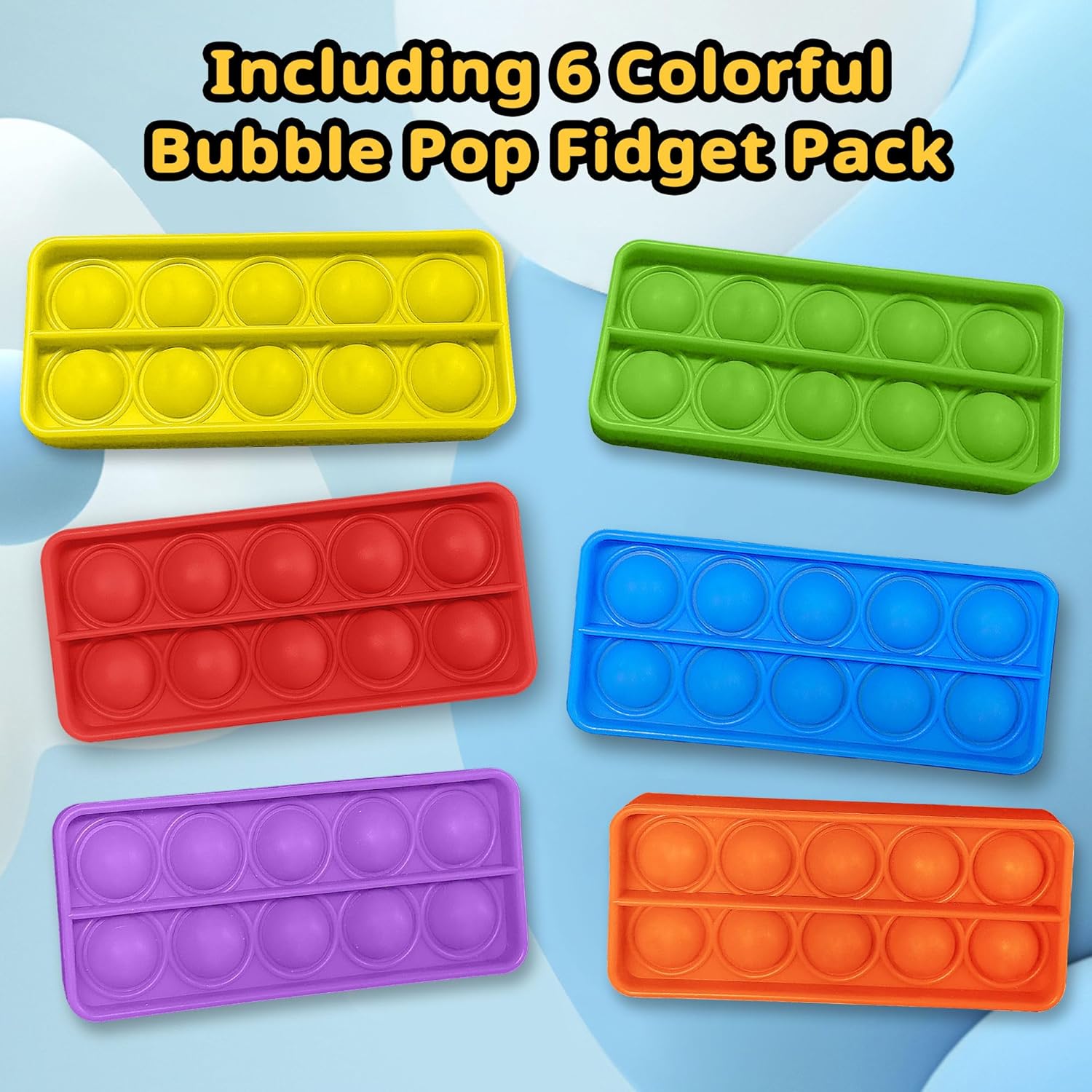 6 PCS Ten Frame Quiet Sensory Bubble Poppers，Focus Tool for Toddlers 3-6 Years Old，Math Manipulatives Silicone Pop Fidget Toys for Preschool Kindergarten Classroom