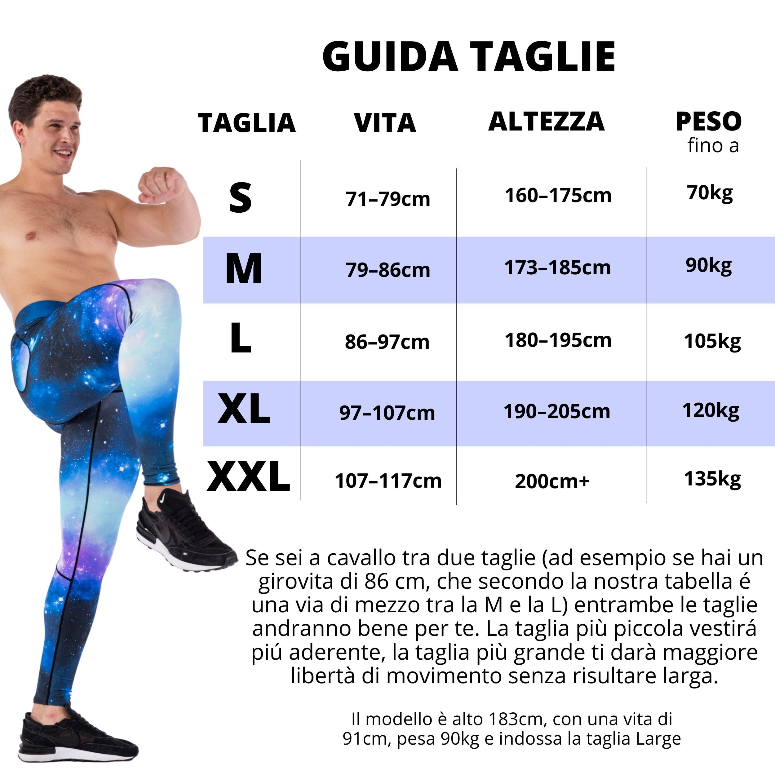 Kapow Meggings Leggings Sportivi Contenitivi da Uomo Performance con Tasche