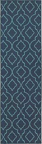 Miniatura 4 de Martinique Global - Alfombra de área para interiores y exteriores, 8 pies 6 pulgadas x 13 pies 9 x 12 pies, color azul marino, sala de estar, patio,